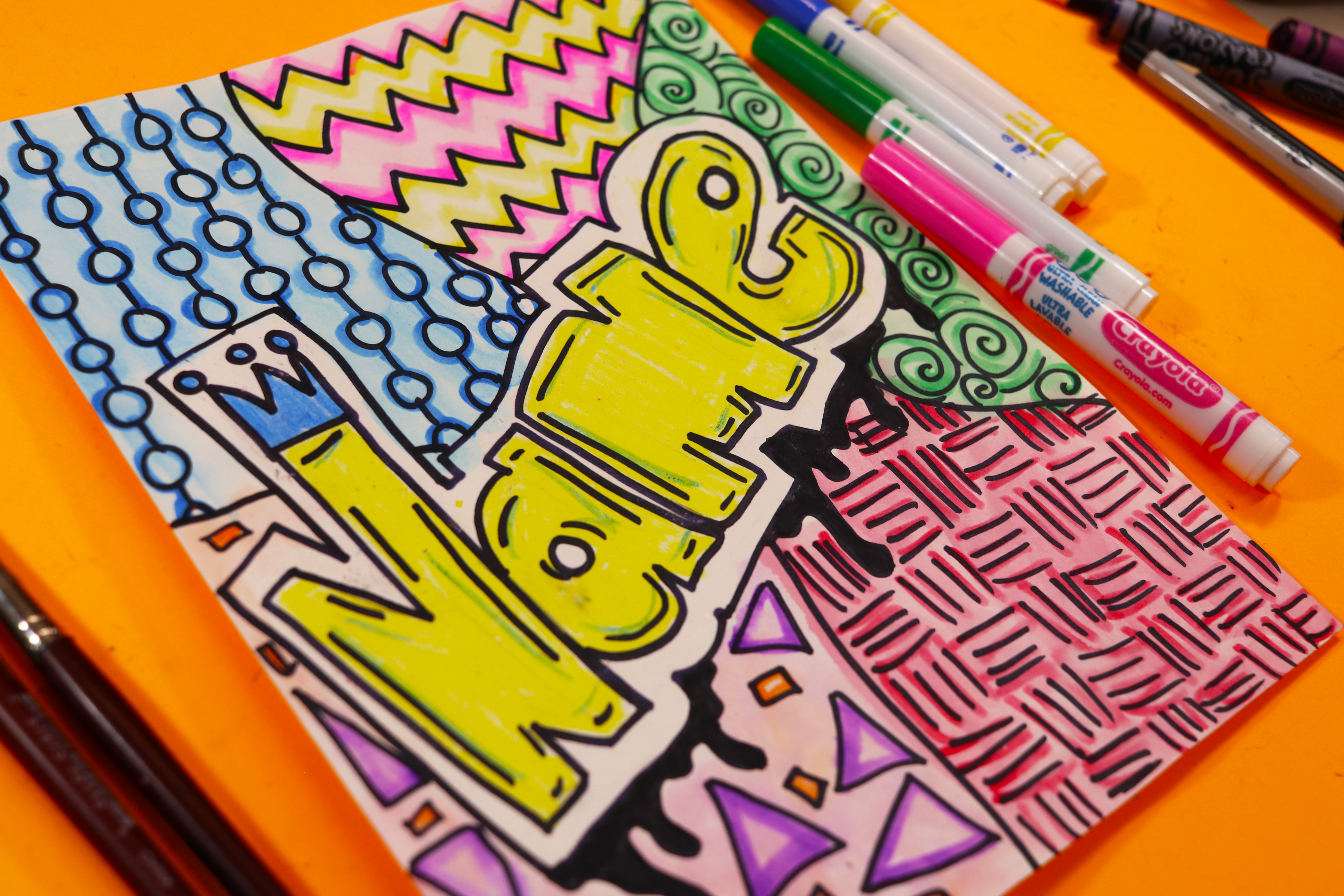 Back-to-School Graffiti Name Line Art Project