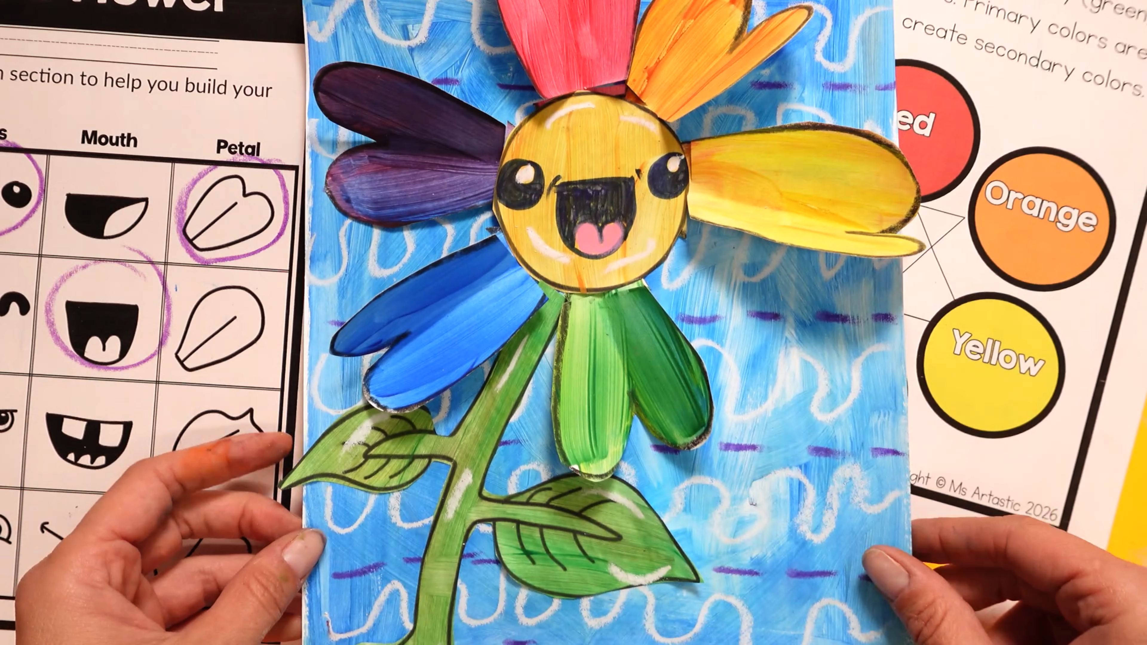 Color Wheel Flower Art Lesson for Grade 1 | Element of Art Color Project
