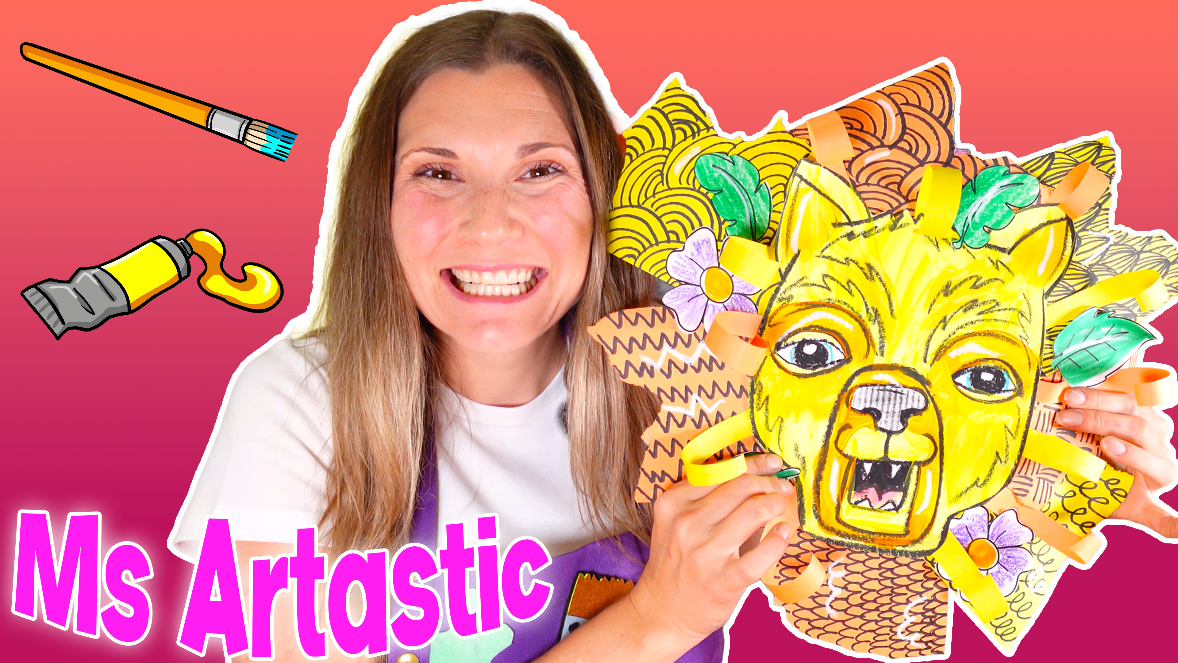 Line Art Lesson for 4th Grade | Types of Lines Lion Art Project