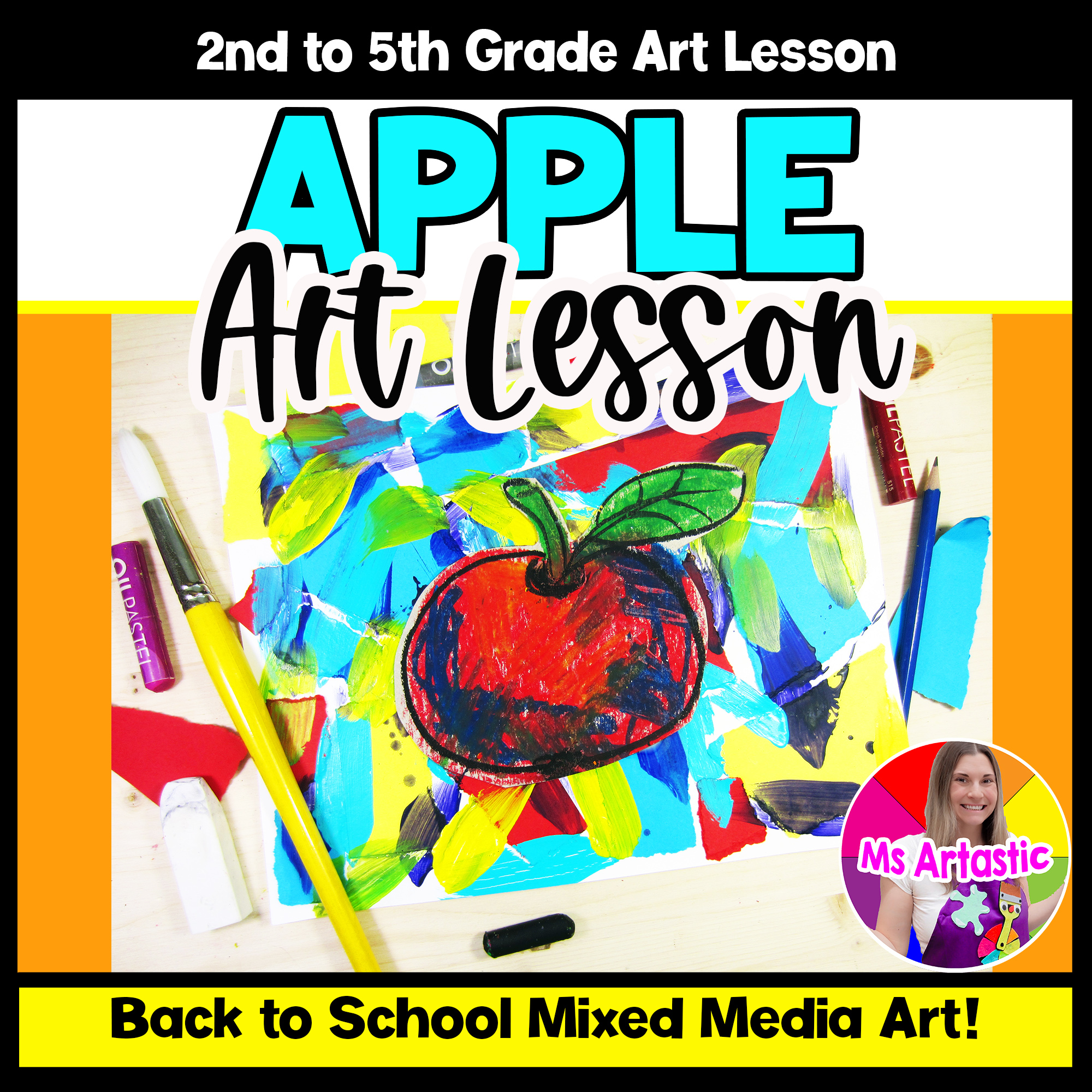 Abstract Apple Art Lesson Collage Apple Art Project Back to School Art Activity