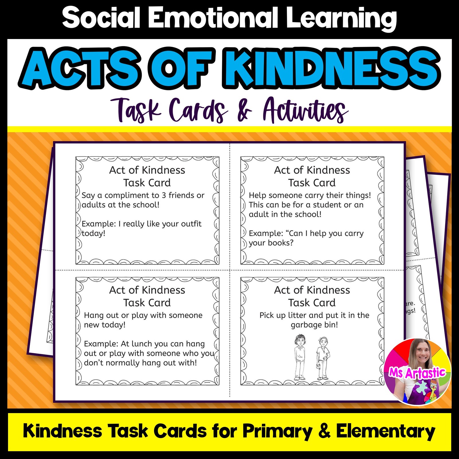 Acts of Kindness Task Cards and Activities for Primary & Elementary