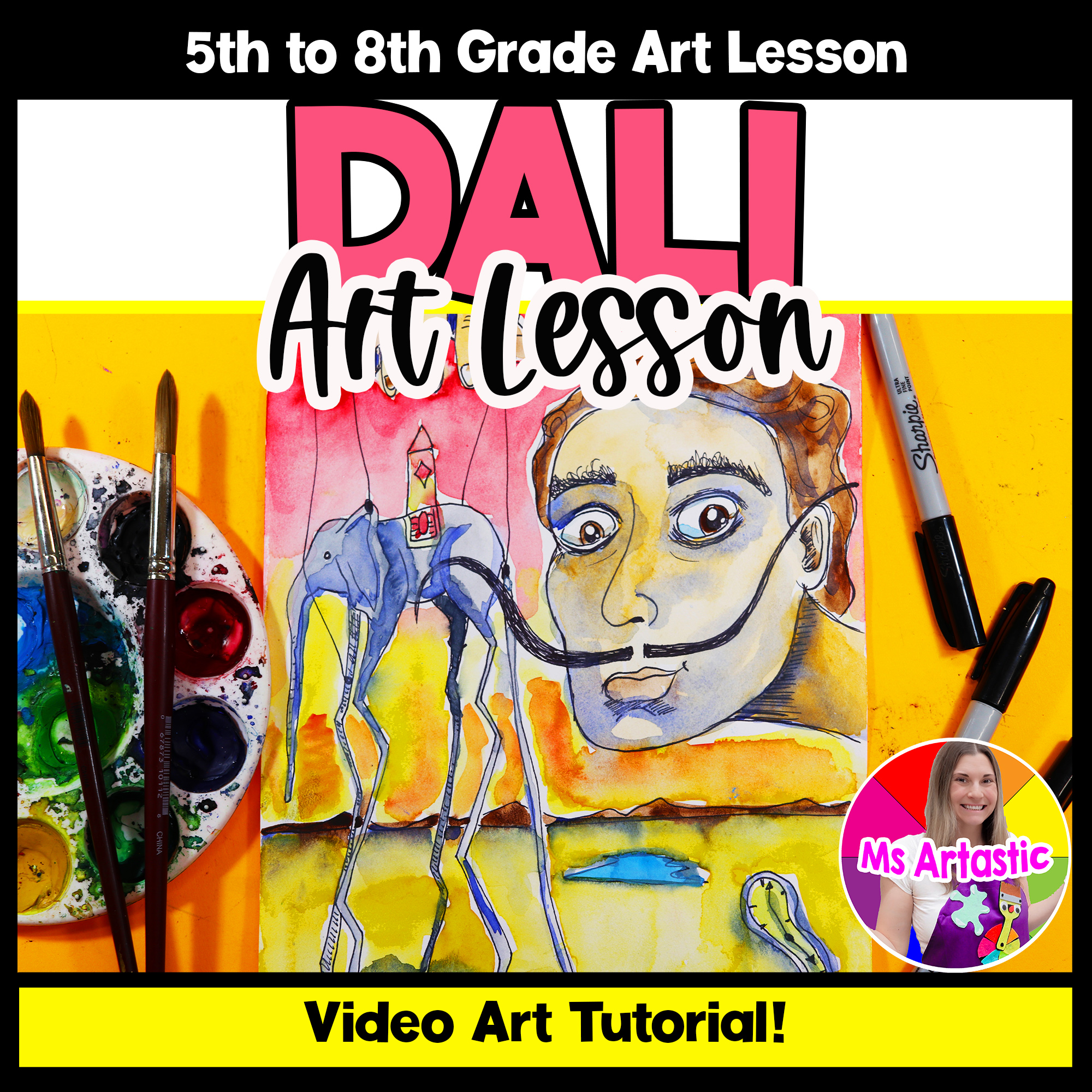 Salvador Dali Art Lesson Surrealist Art Watercolor Art Project Middle School Art