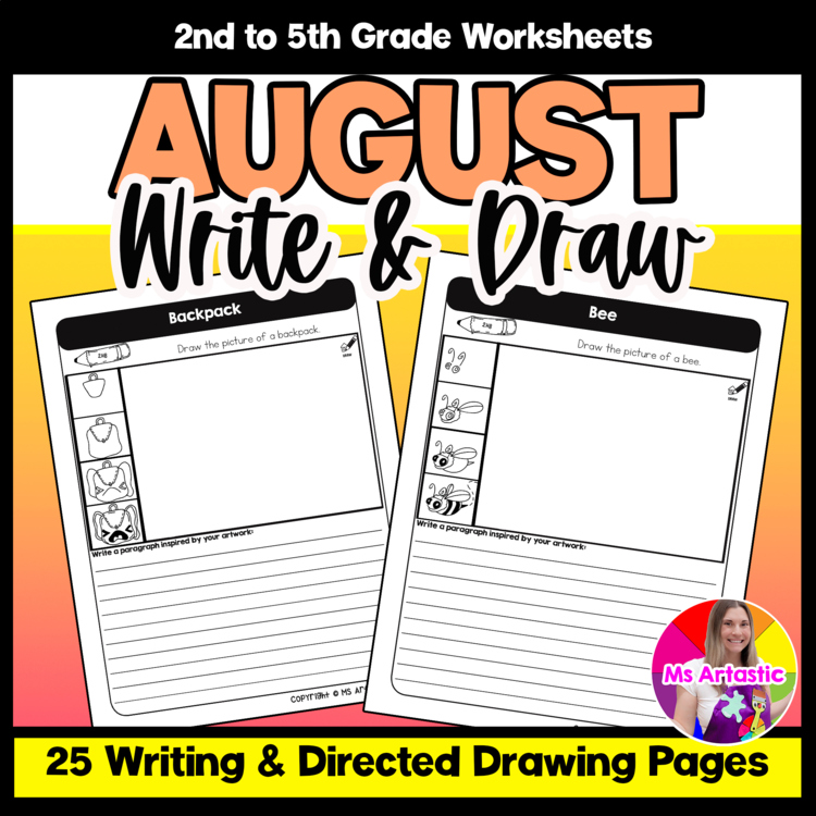 August Writing Practice Directed Drawing Back to School Paragraph Writing Draw