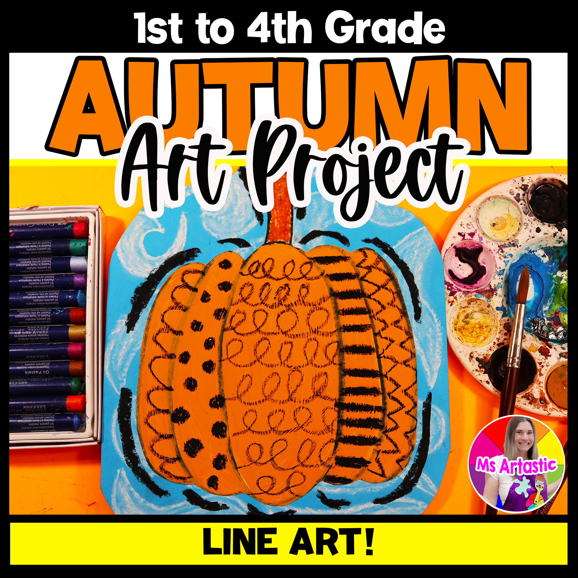 Autumn Art Lesson Pumpkin Line Art Project Fall Art Activity Pumpkin Activity