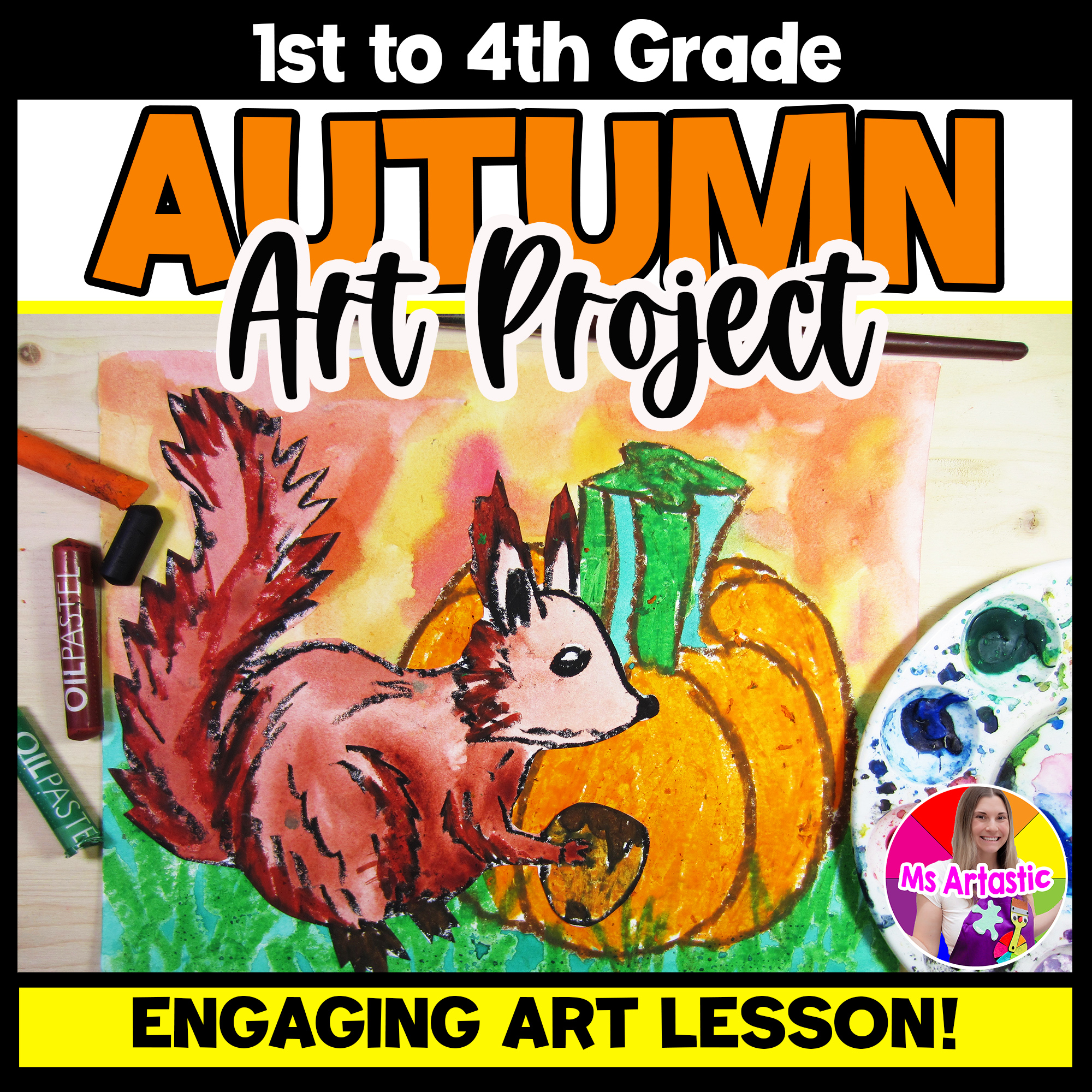 Autumn Squirrel Art Project Fall Animal Art Lesson Mixed Media Activity