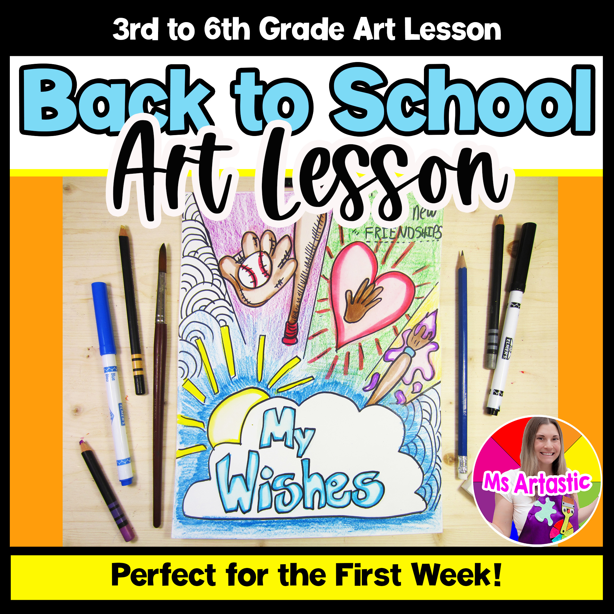 Back to School Art Lesson Goal Setting First Week Art All About Me Art Activity