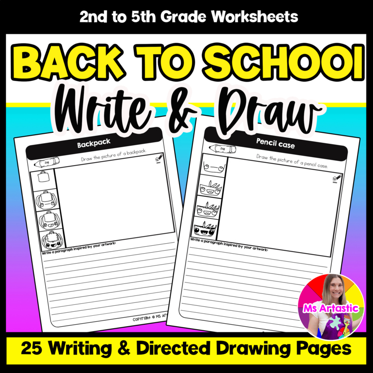 Back to School Writing Practice Directed Drawing BTS Paragraph Writing and Draw