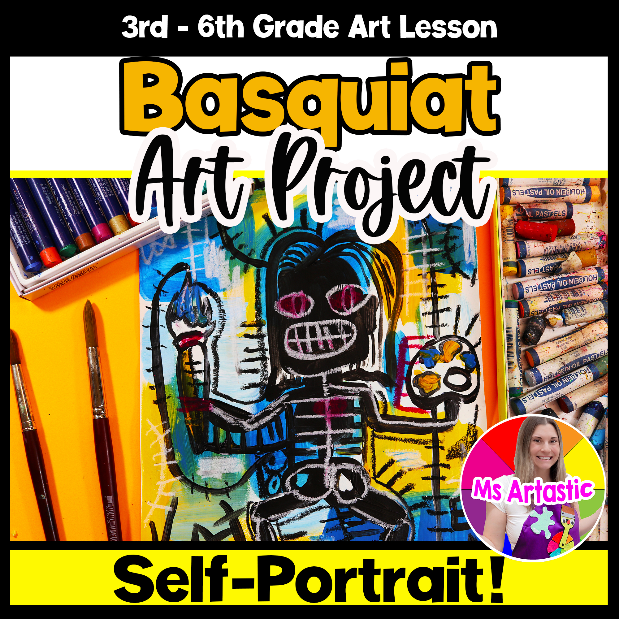 Basquiat Art Lesson Black History Month Art Project BTS Self Portrait Artwork
