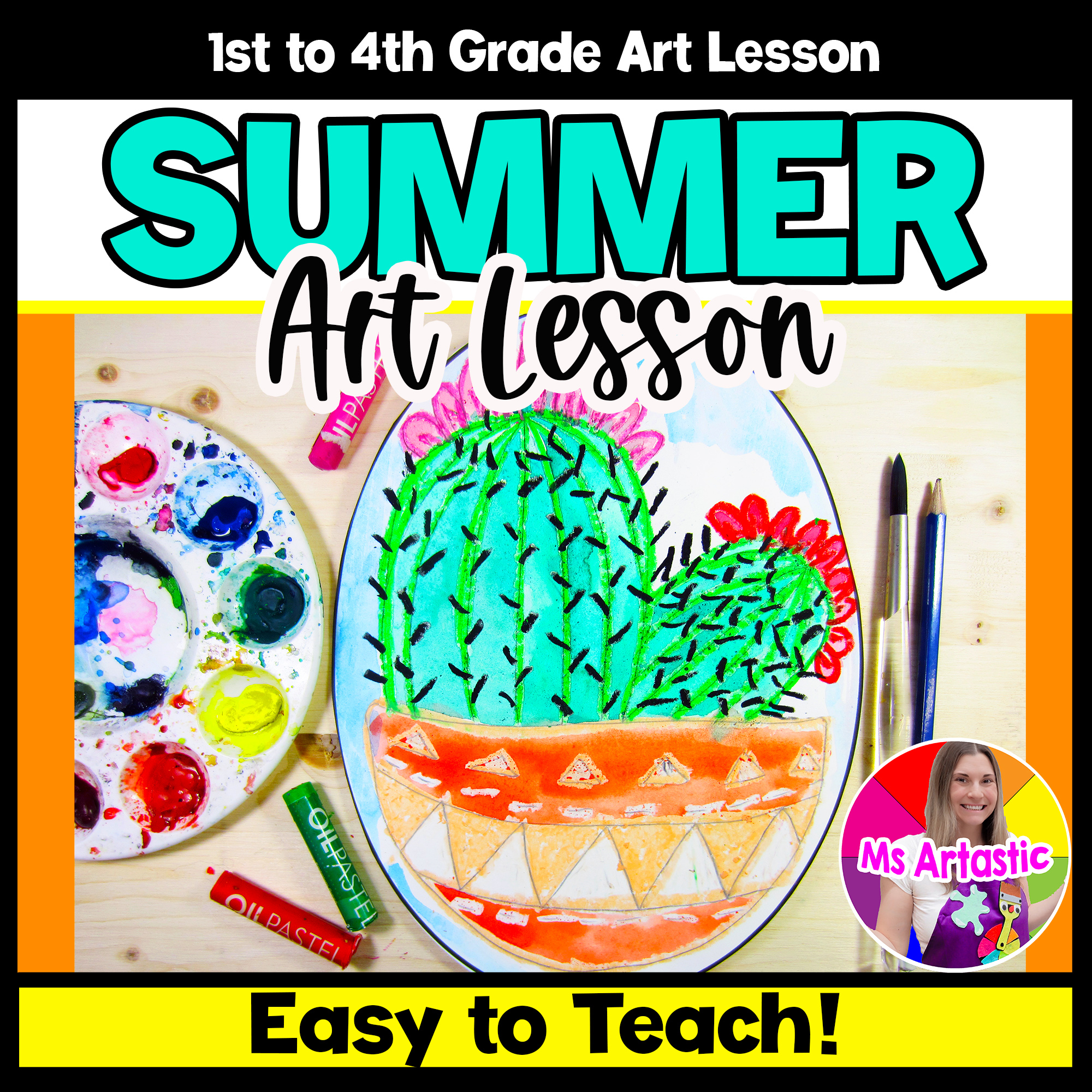 Cactus Art Lesson Summer Art Project Summer Cactus in a Pot Art Activity
