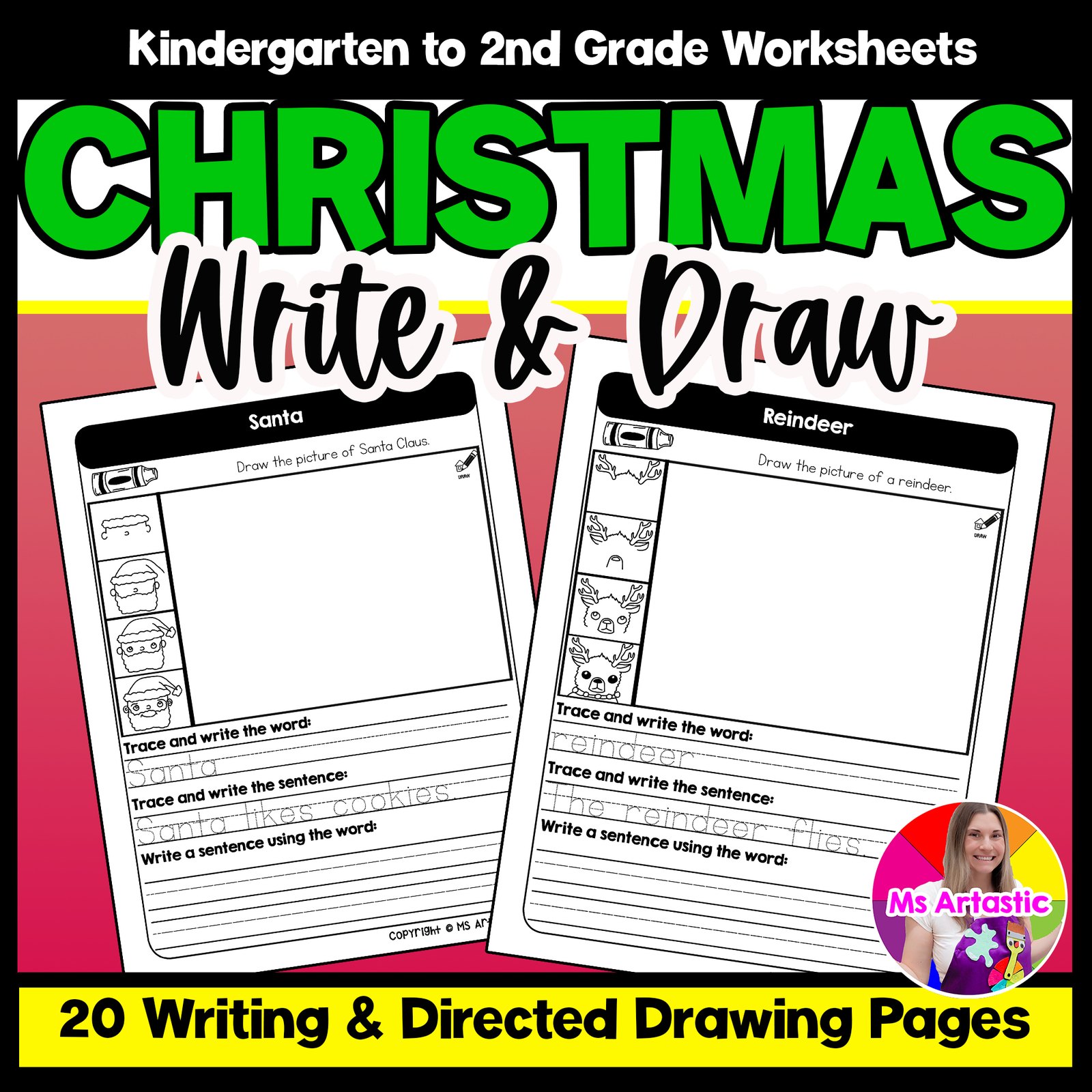 Christmas Writing Practice Directed Drawing Christmas Sentence Writing and Draw