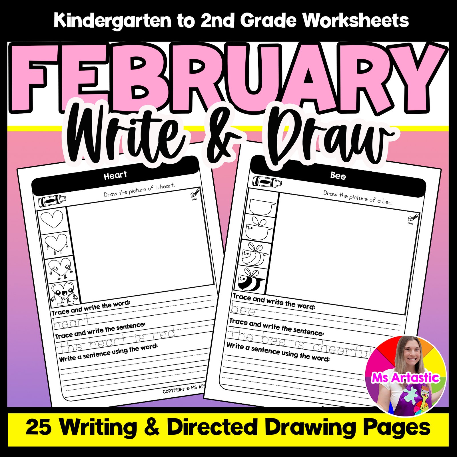 February Writing Practice Directed Drawing Valentine Write Draw Sentence Writing