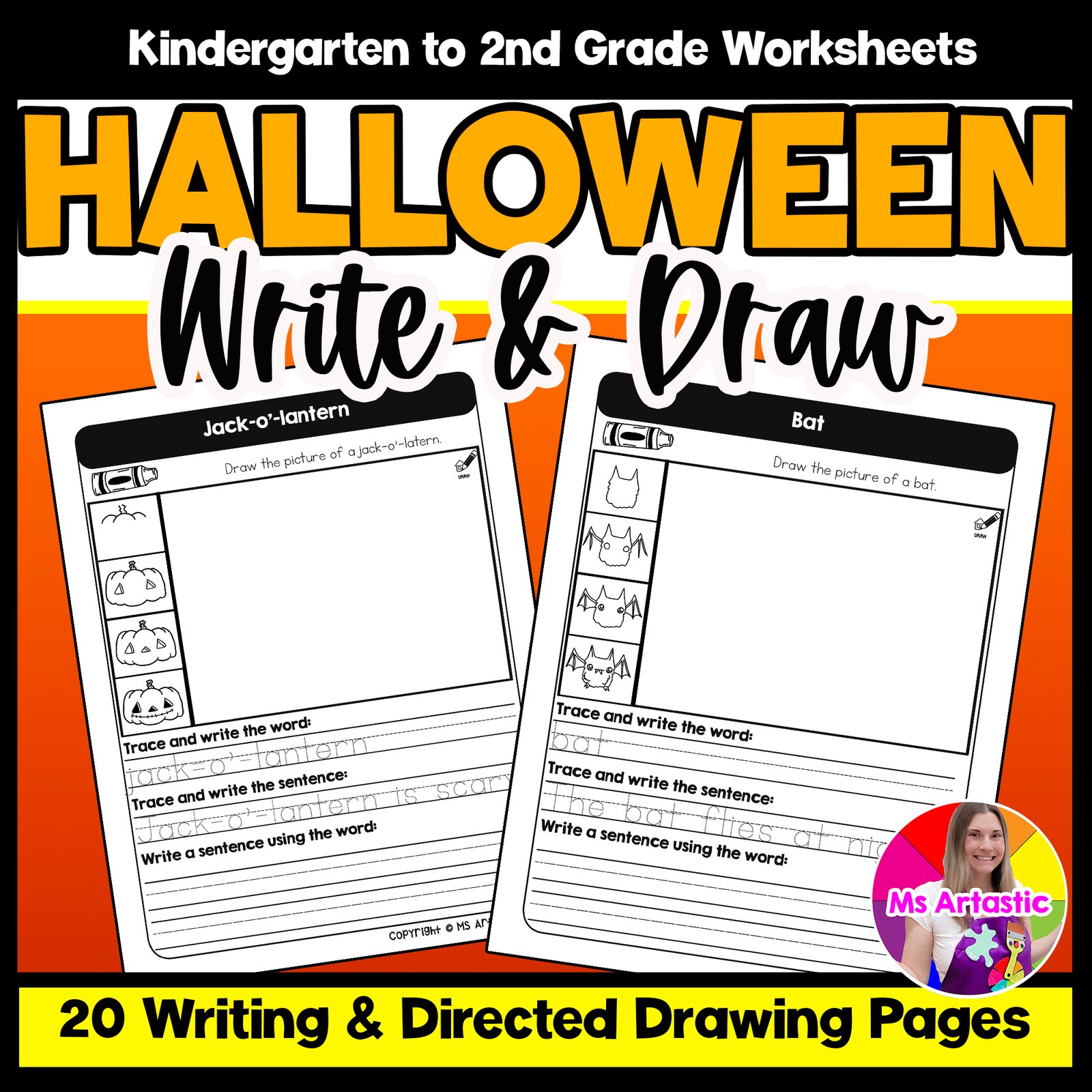 Halloween Writing Practice Directed Drawing Halloween Sentence Writing and Draw