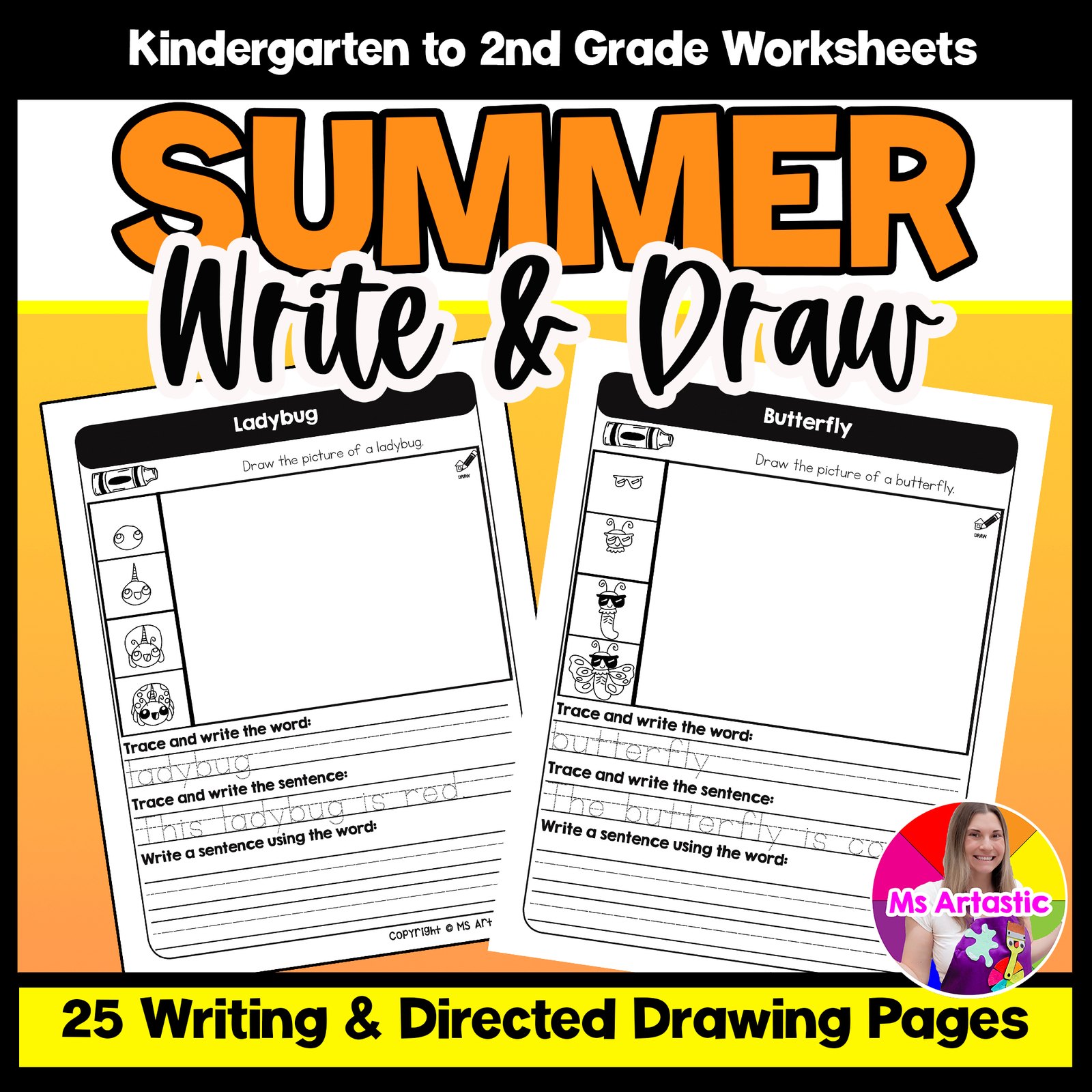 Summer Writing Practice Directed Drawing Summer Write and Draw Sentence Writing