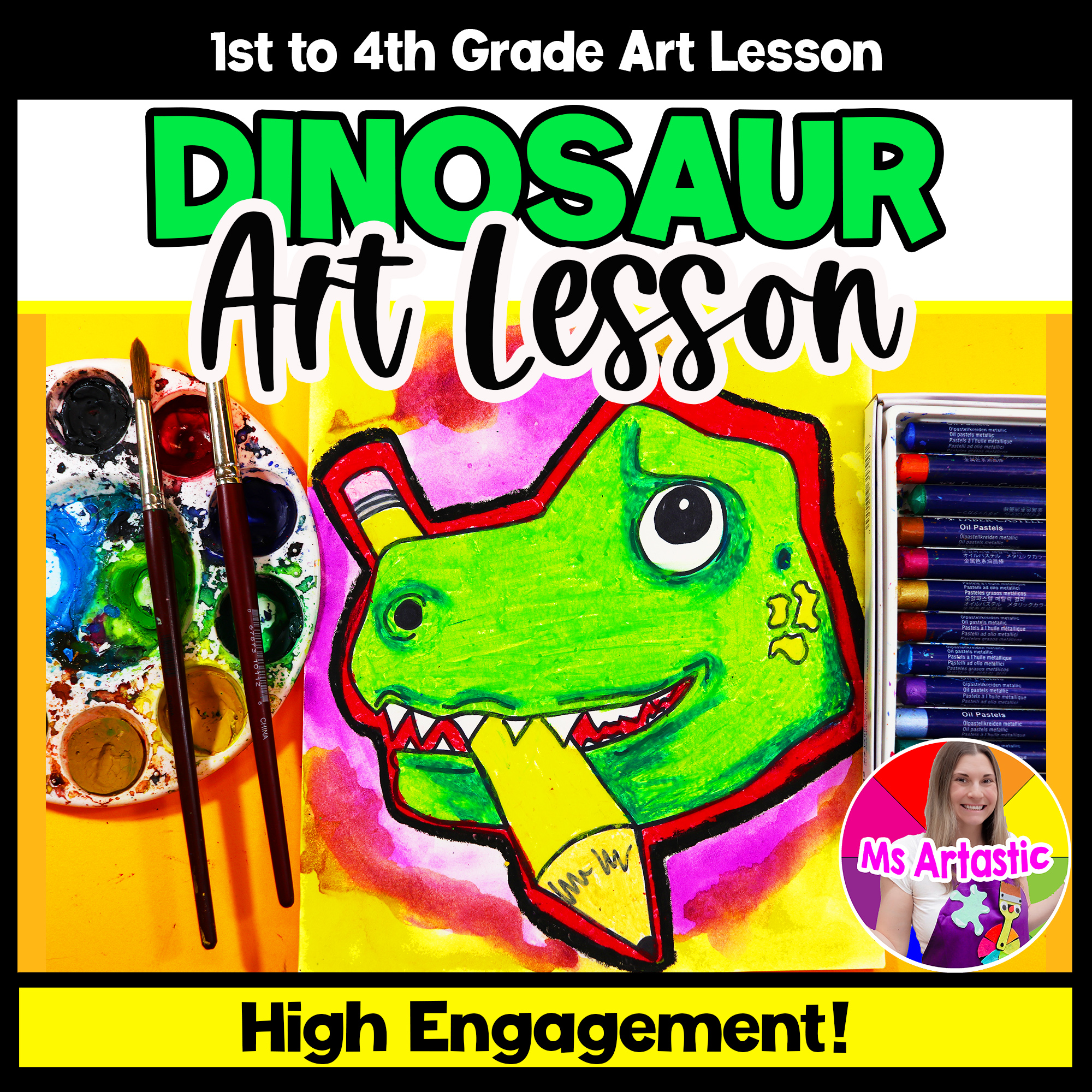 Dinosaur Directed Drawing Art Lesson Back to School Art Activity For Kids