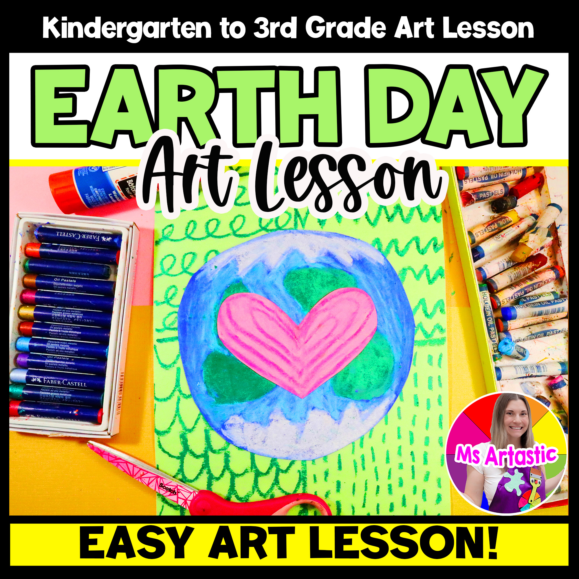 Earth Day Art Lesson Heart Planet Earth Art Project Line Pattern Background