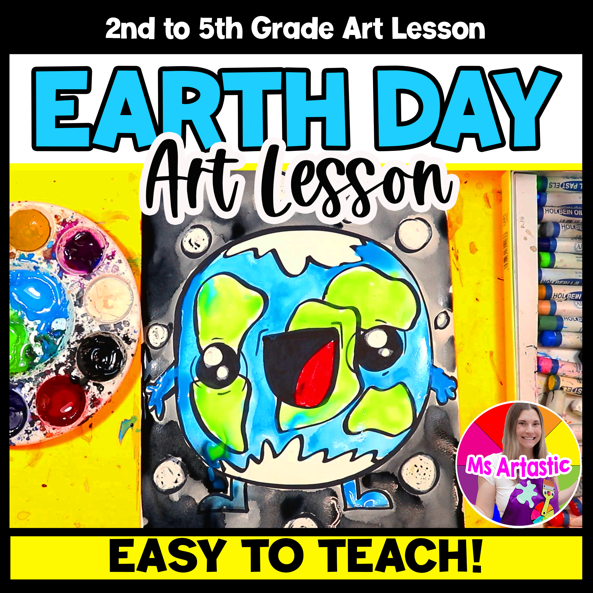 Earth Day Happy Planet Art Lesson Elementary Earth Day Drawing Art Activity