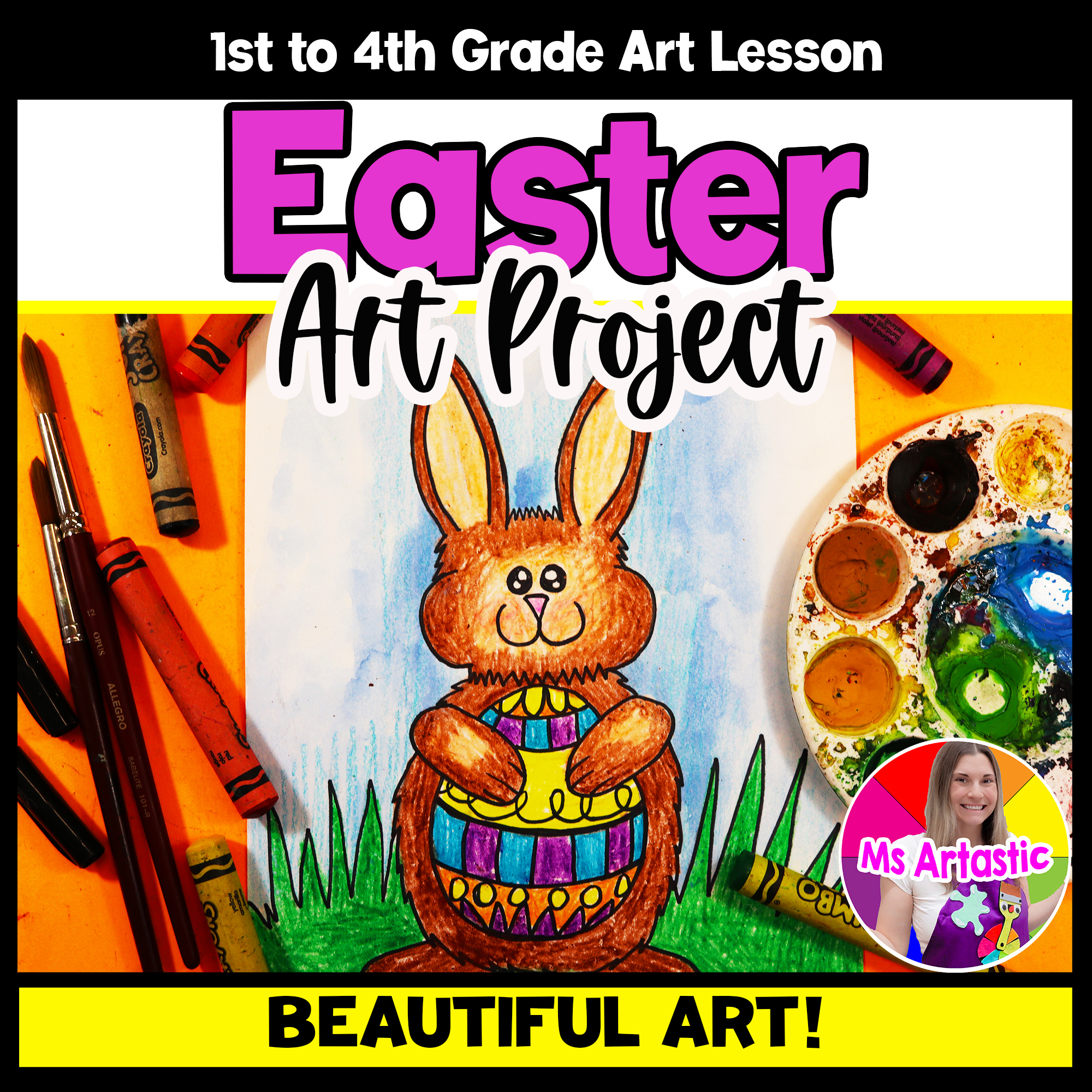Easter Bunny Art Lesson Easter Bunny Drawing and Painting Art Project Activity