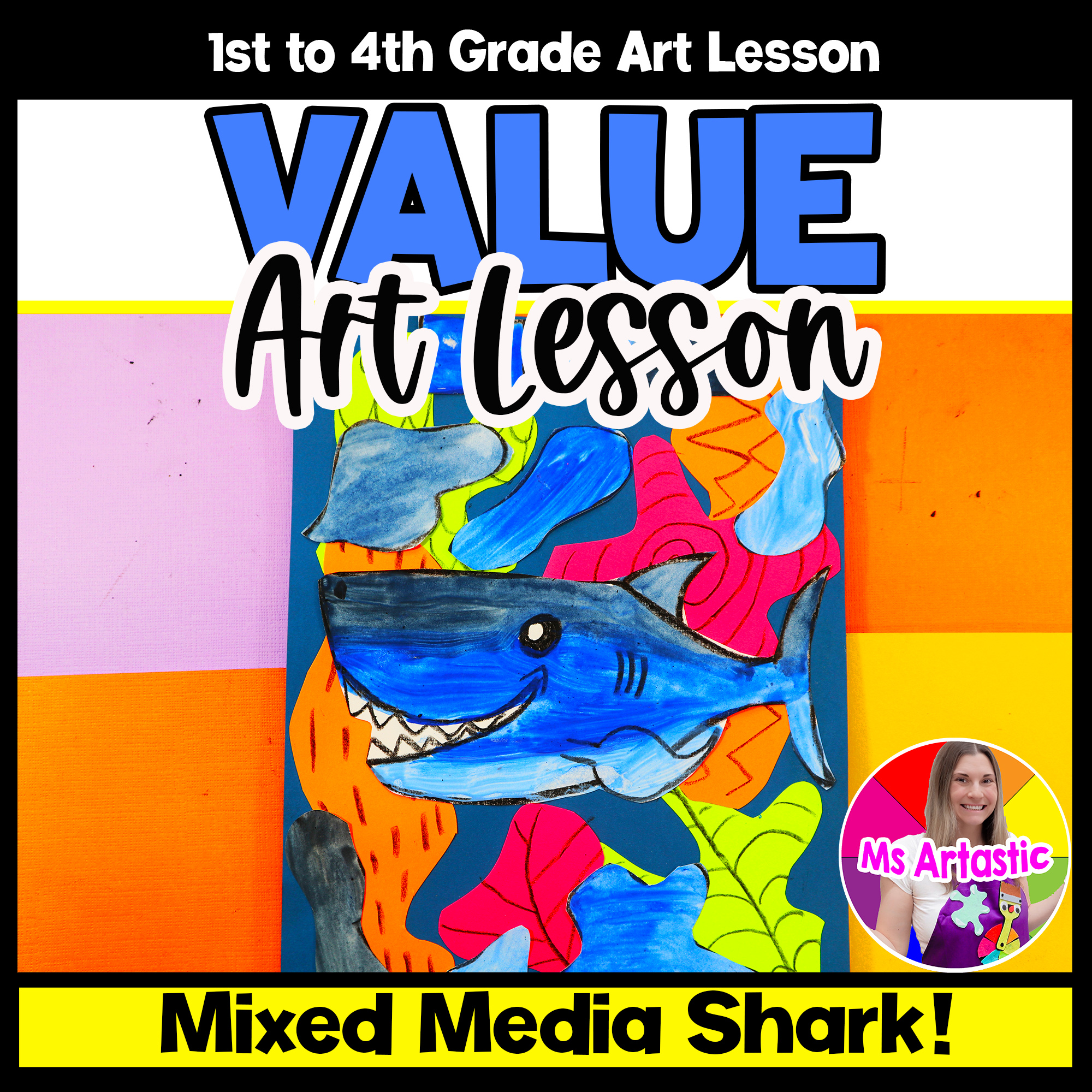 Element of Art Value Art Lesson Shark Art Project Primary Value Art Project BTS