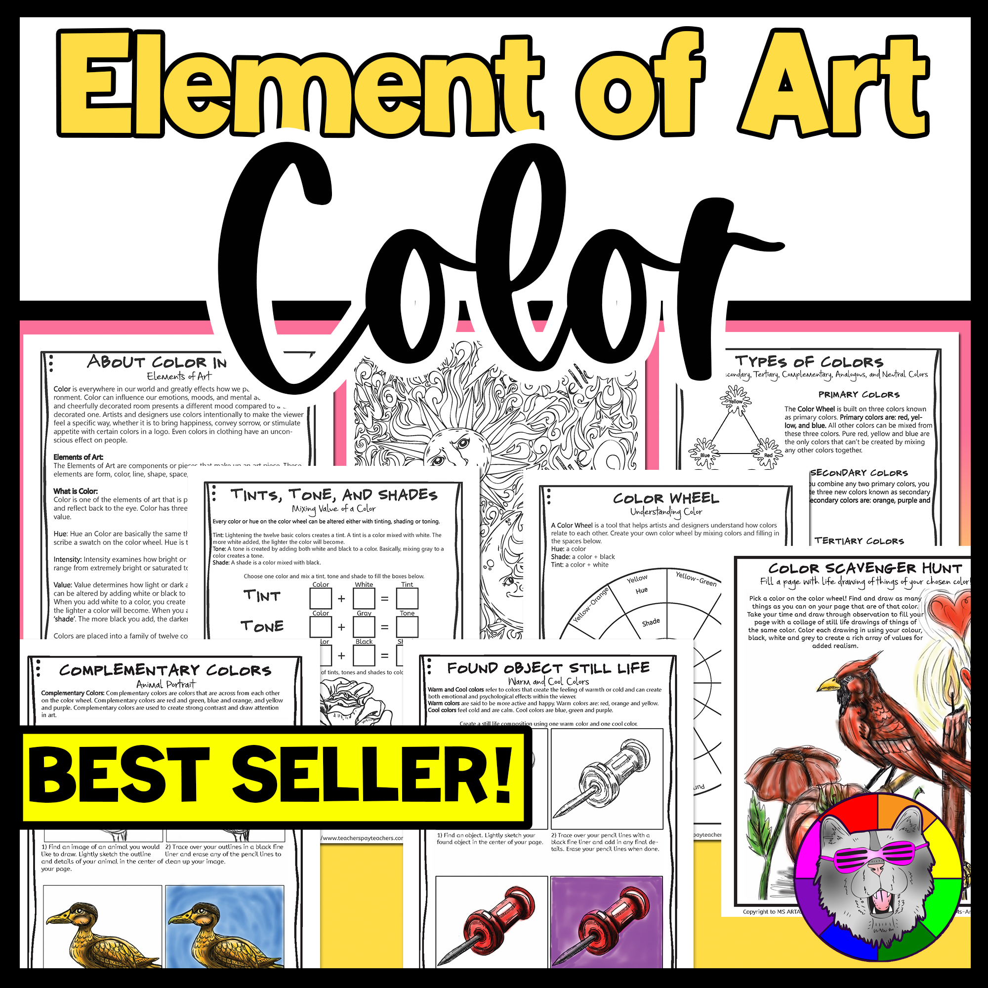 Elements of Art Color Art Lessons Art Projects Activities Art Worksheets BTS