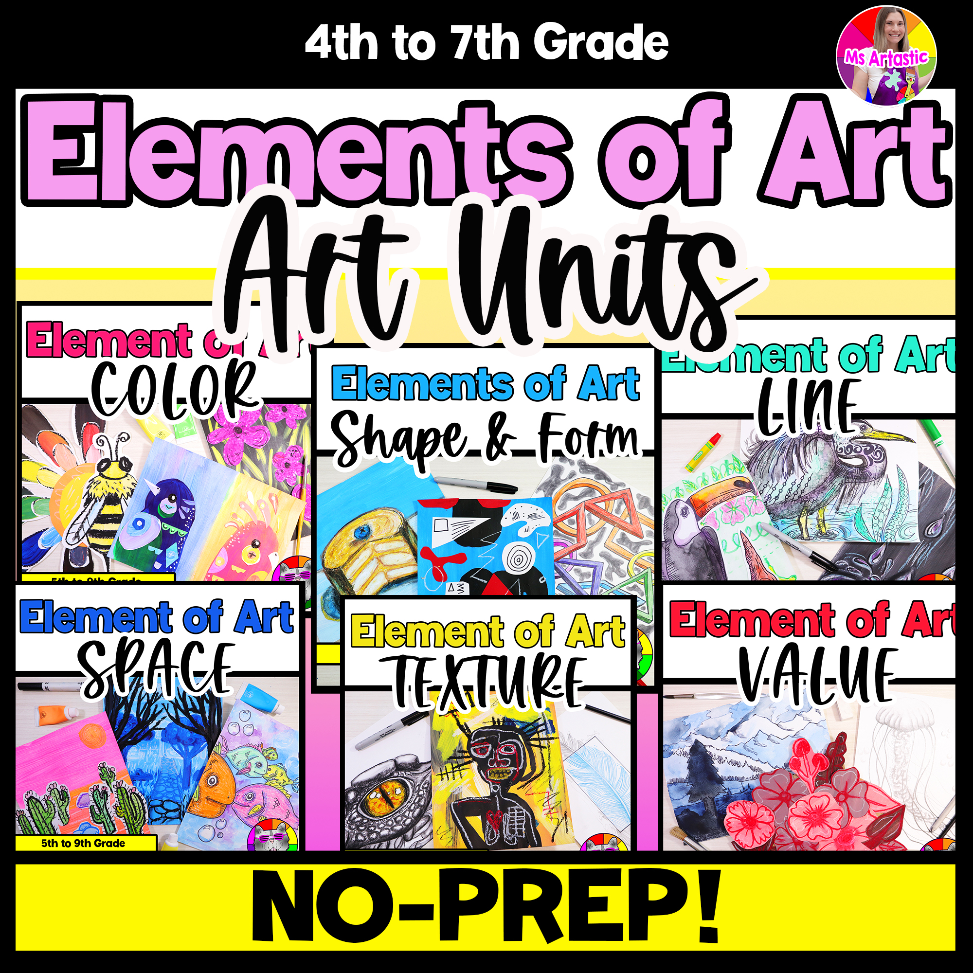 Elements of Art Projects Art Units Year Long Art Lessons Worksheets Activities