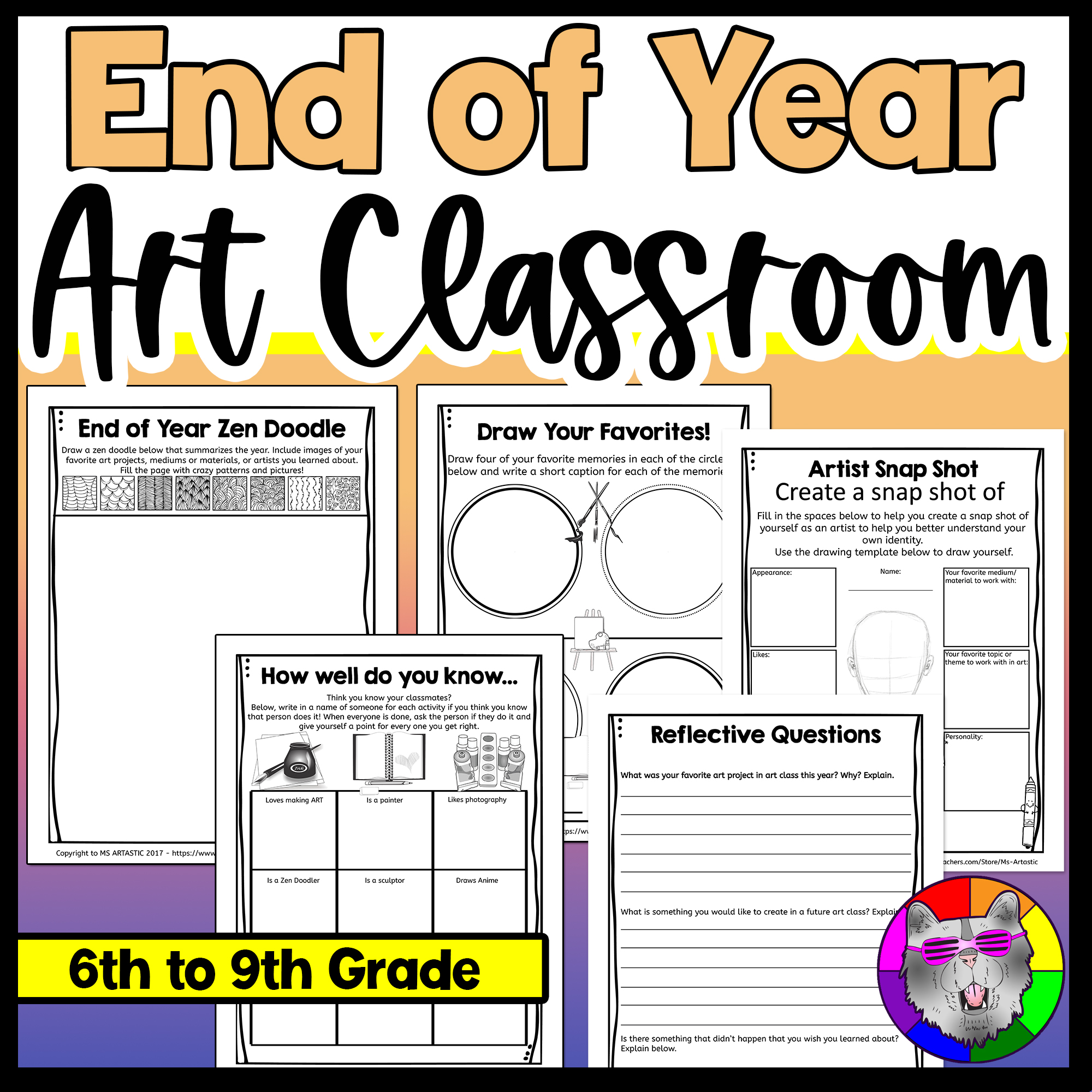 End of Year Art Reflections Activities Journal Worksheets Drawing Prompts Memory