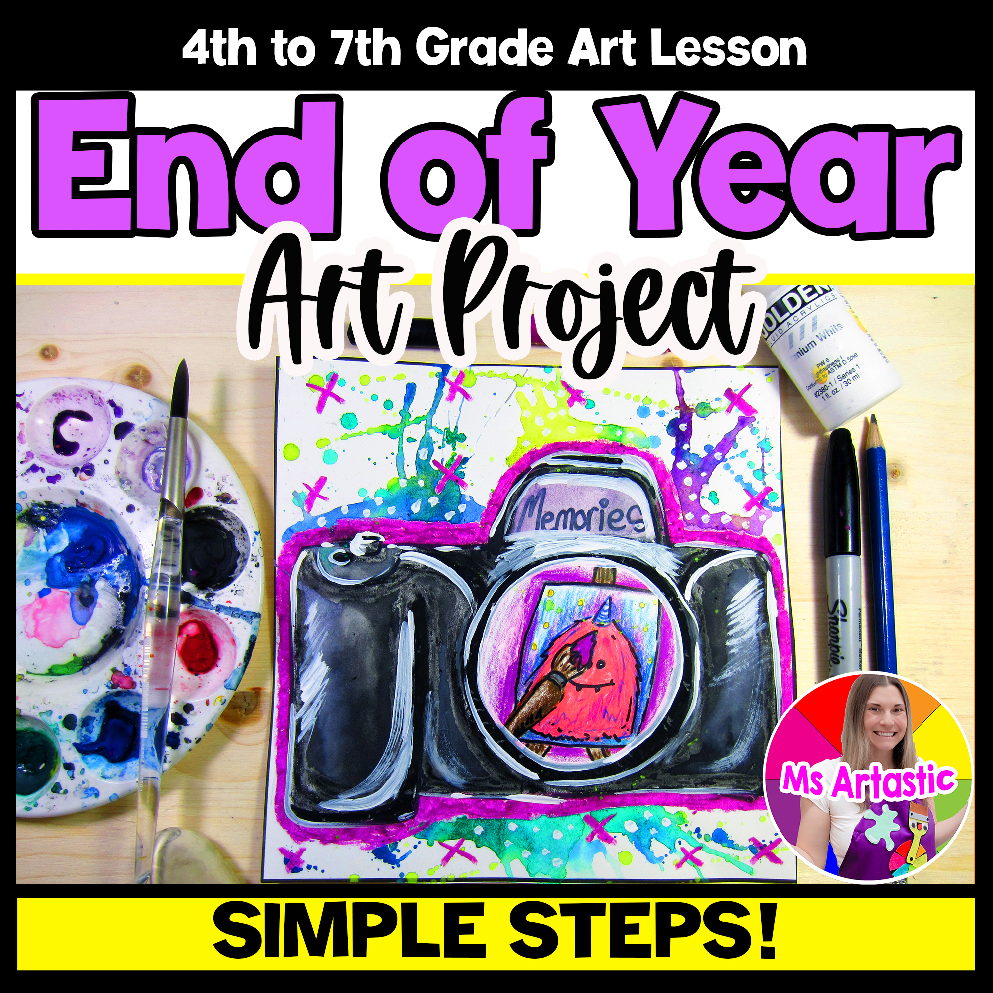 End Of Year Camera Drawing Art Lesson Memories Middle School Art Project