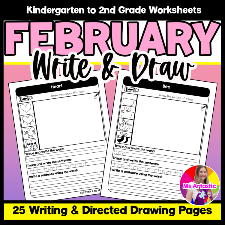 February Writing Practice Directed Drawing Valentine Write Draw Sentence Writing