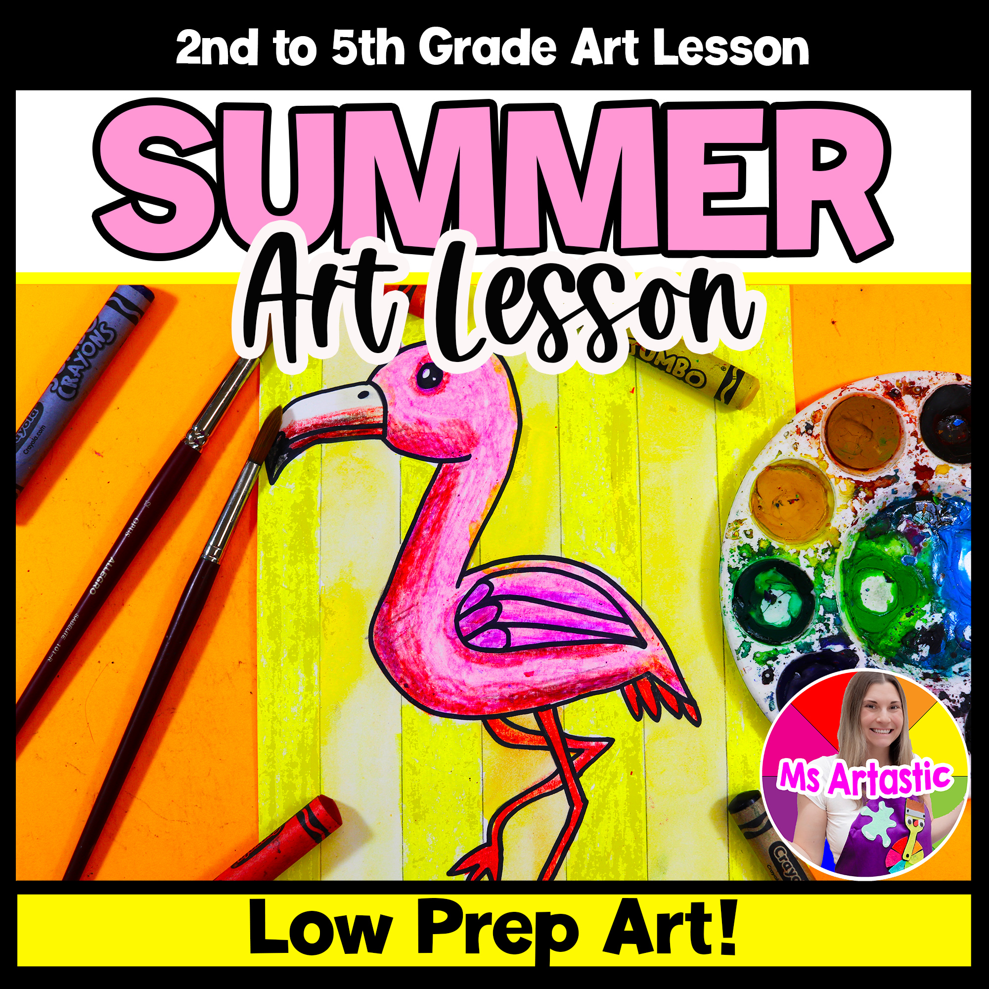 Flamingo Art Lesson Summer Art Project Easy Summer Elementary Art Activity