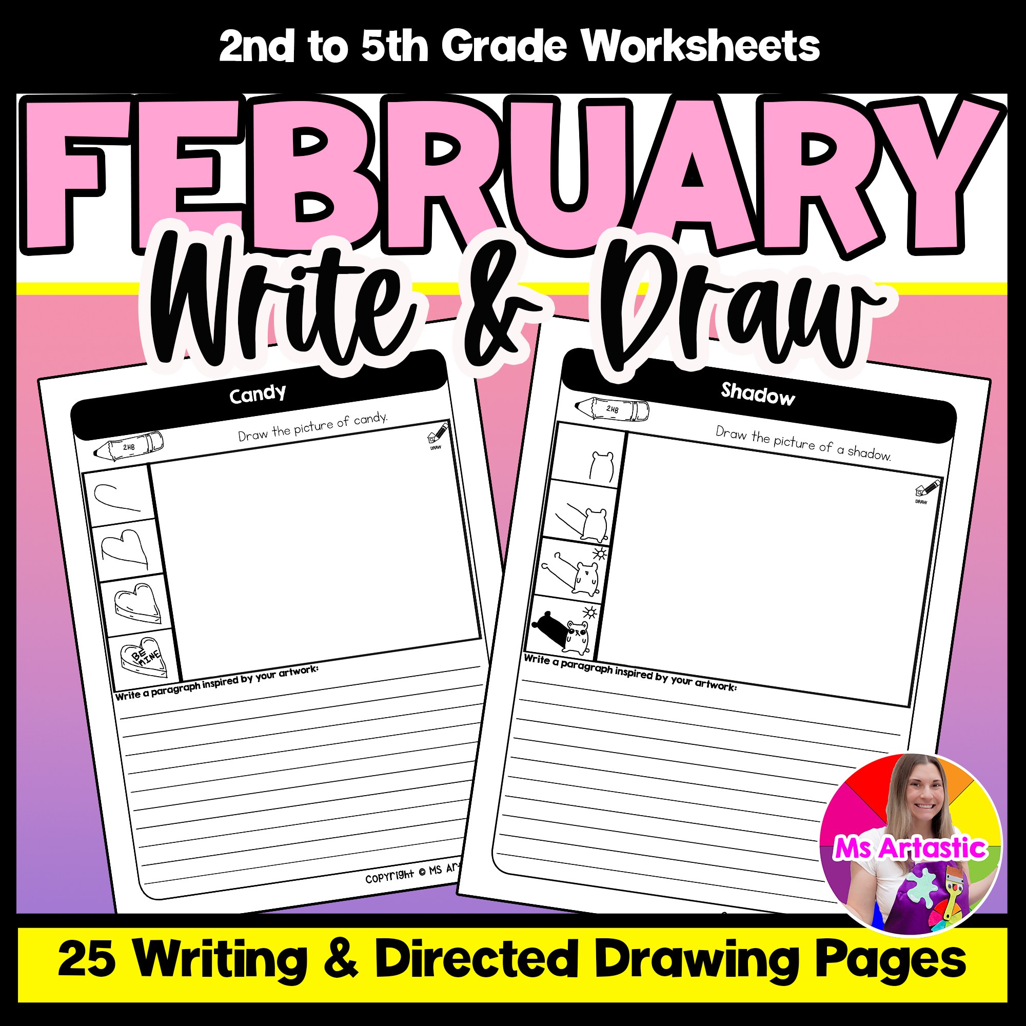 February Writing Practice Directed Drawing Valentine Paragraph Writing Activity