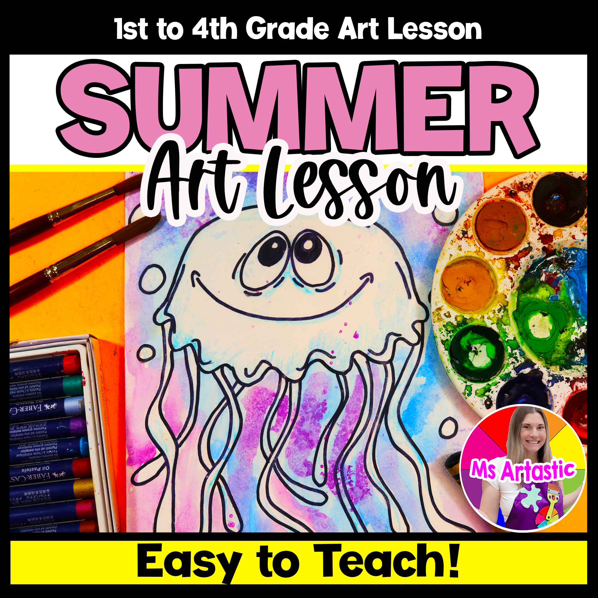 Jellyfish Art Lesson Summer Ocean Art Project Elementary Summer Art Activity