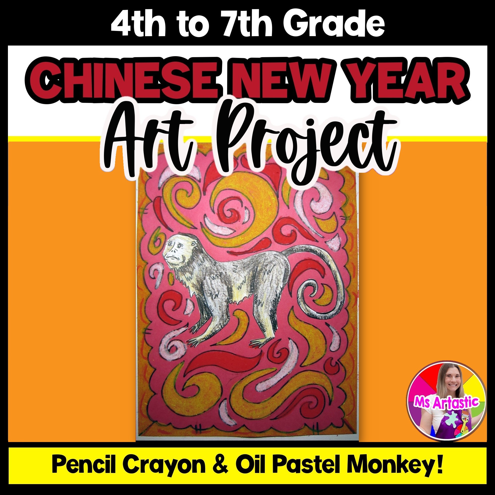 Chinese New Year Art Lesson, Year of the Monkey Art Project