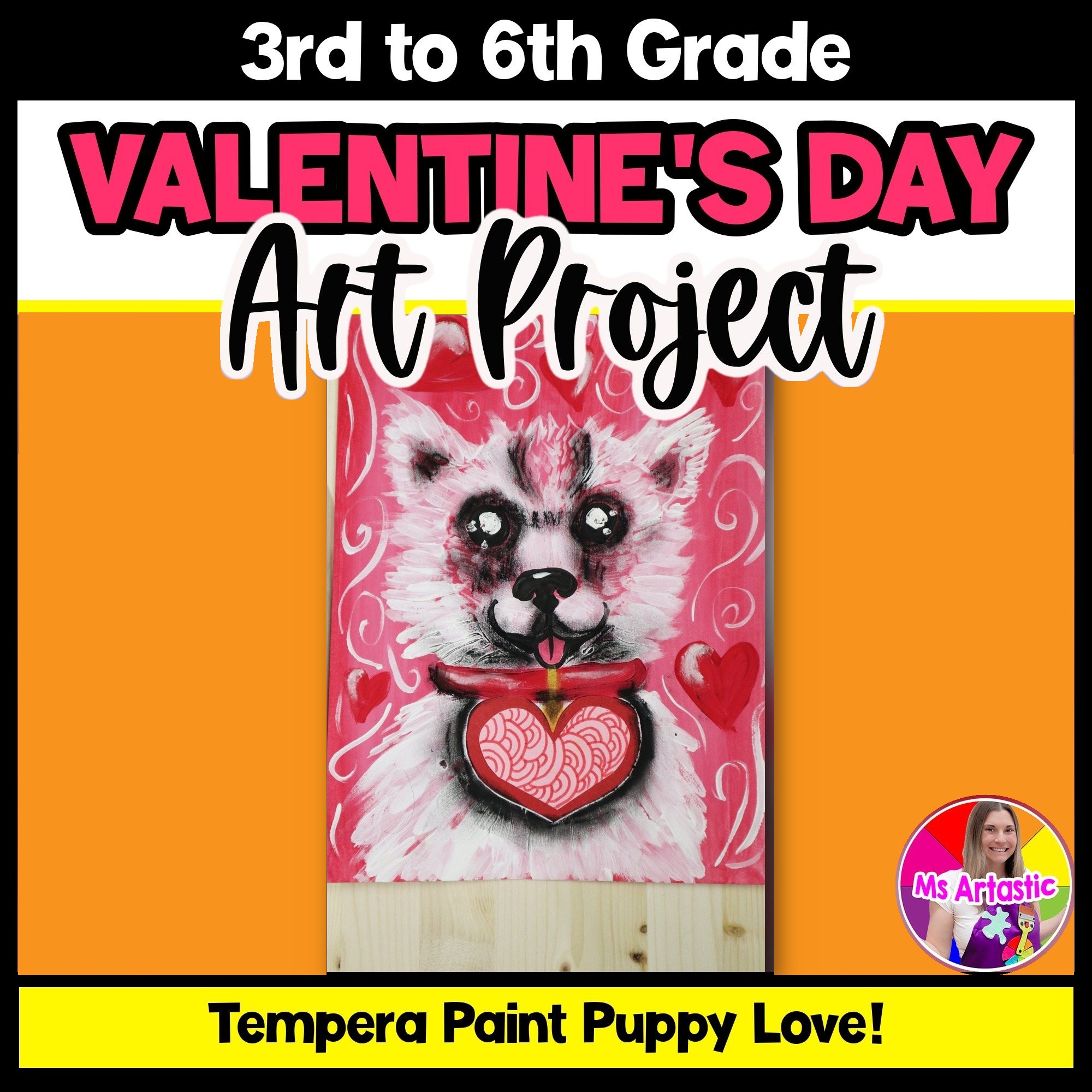 Valentines Day Art Project Puppy Painting Valentines Art Lesson Activity