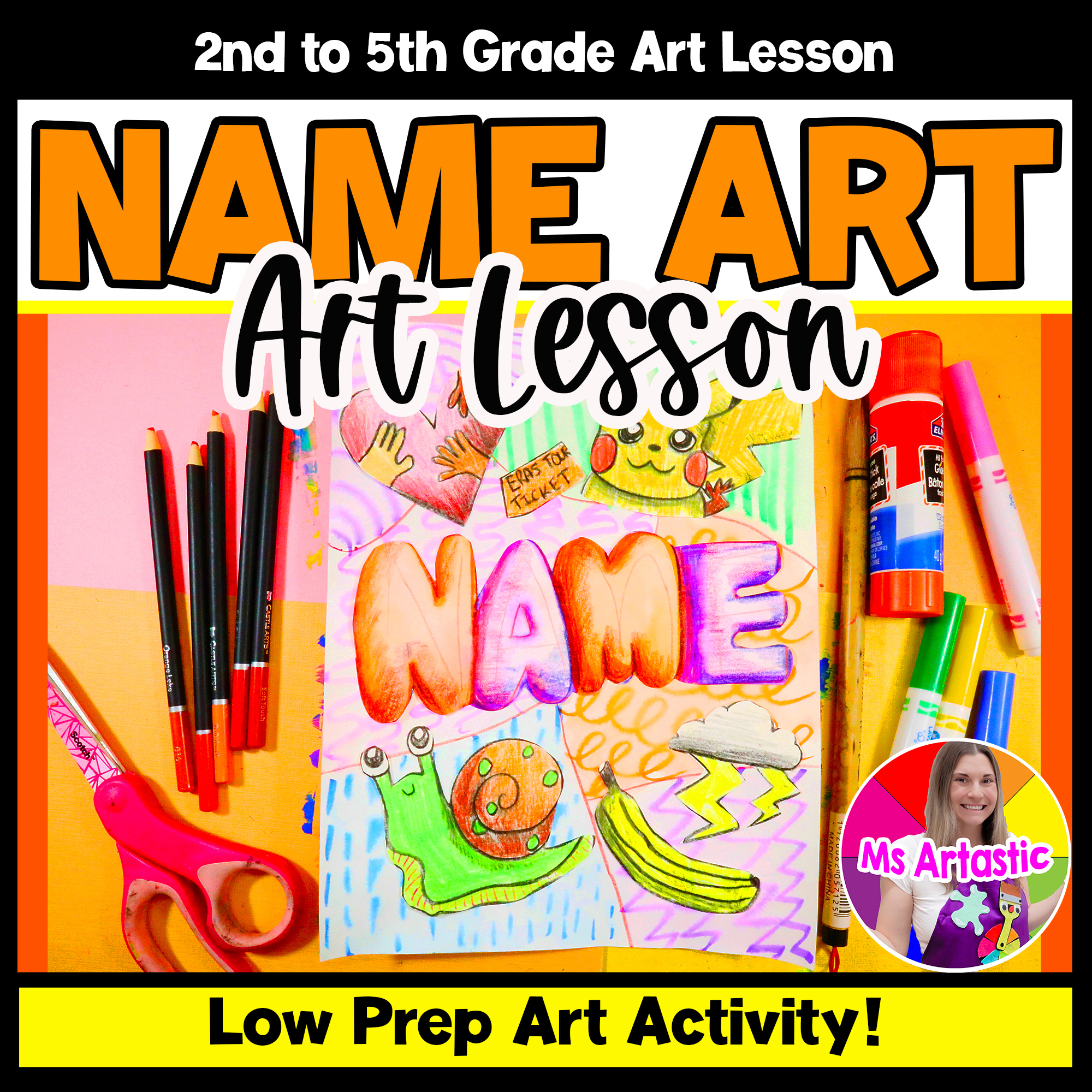 Name Art Lesson Back to School Art Project First Week of School Art Activity