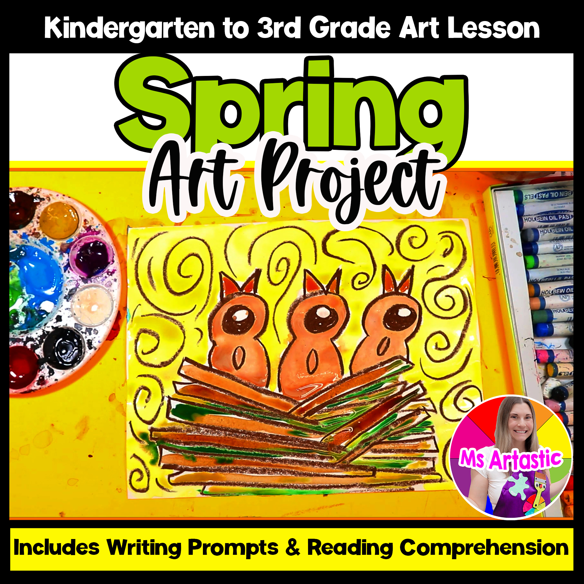 Spring Bird Nest Art Lesson Spring Art Project Baby Bird Nest Drawing Activity