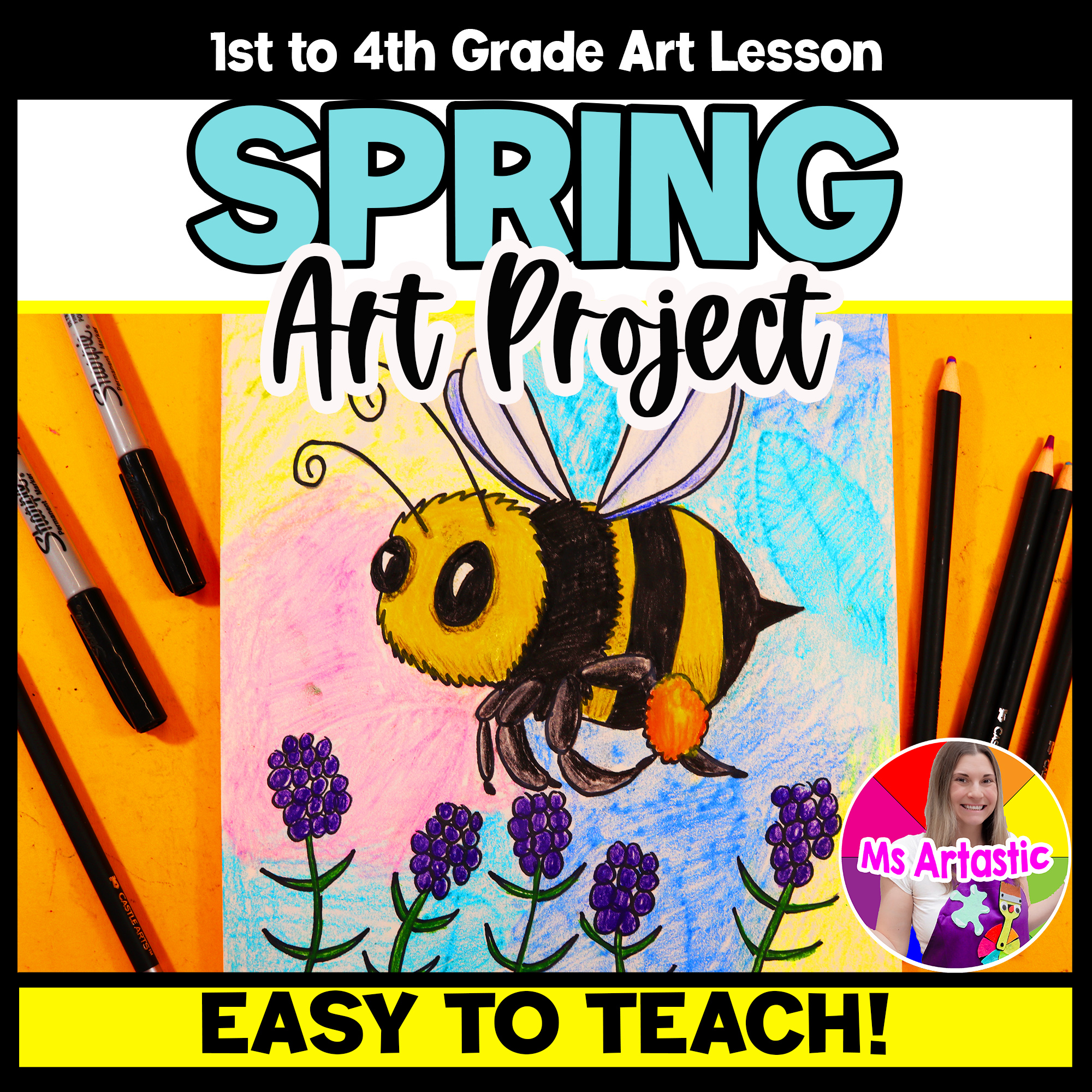 Spring Bumble Bee Pollination Art Project Bee Drawing Lesson Spring Art Activity
