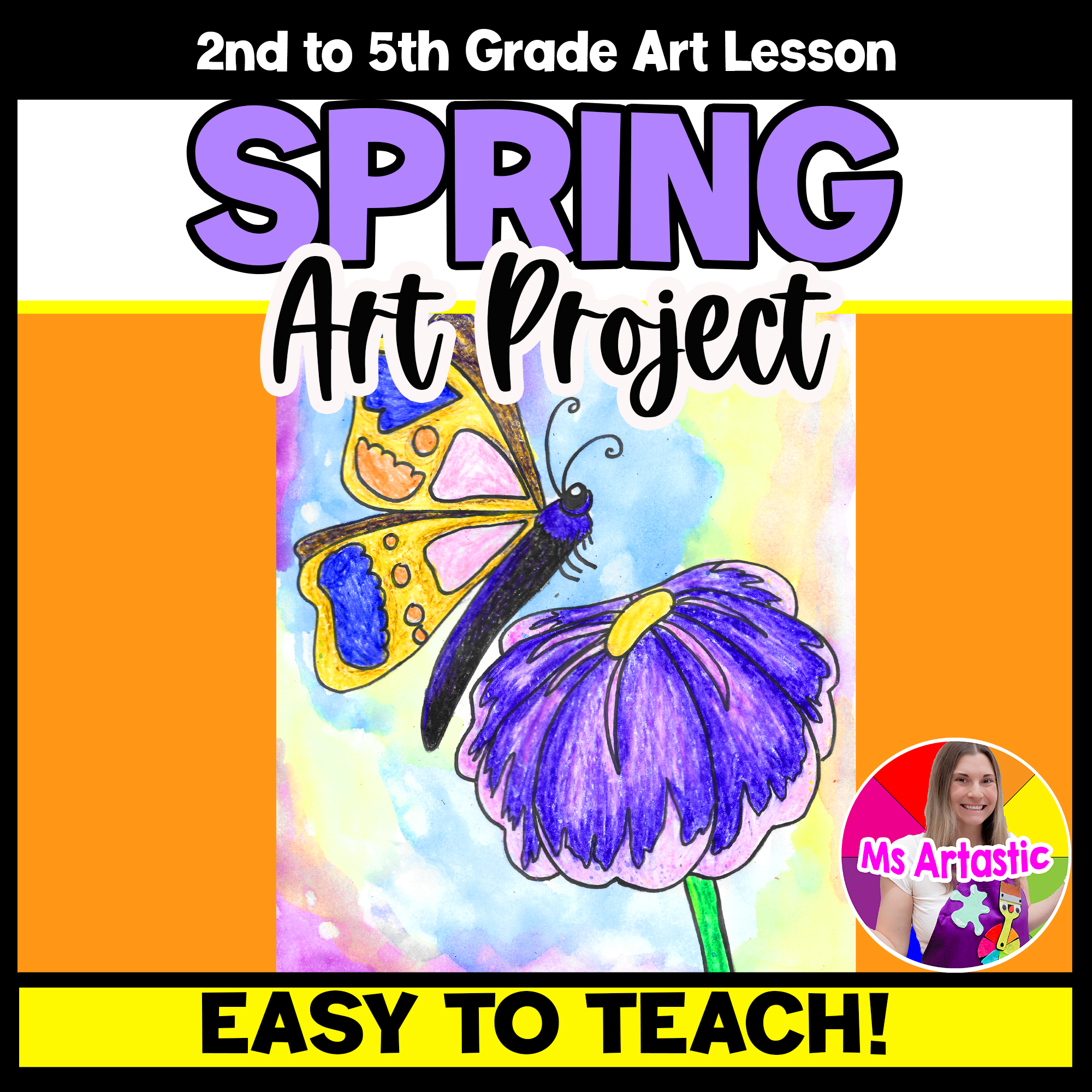 Spring Butterfly Art Project Butterfly Drawing Lesson Easy Spring Art Activity