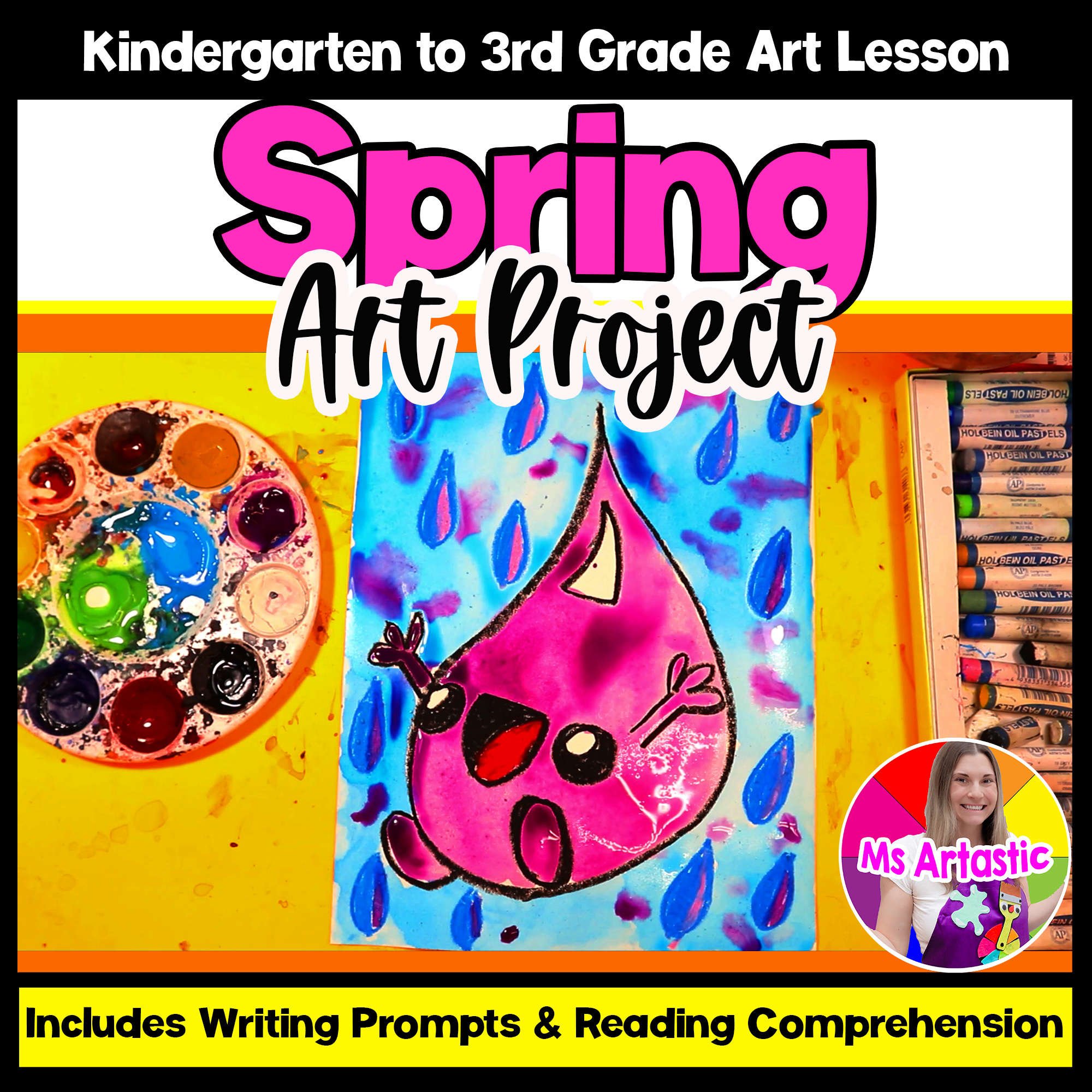 Spring Raindrop Art Lesson Spring Art Project Science Water Cycle Art Activity