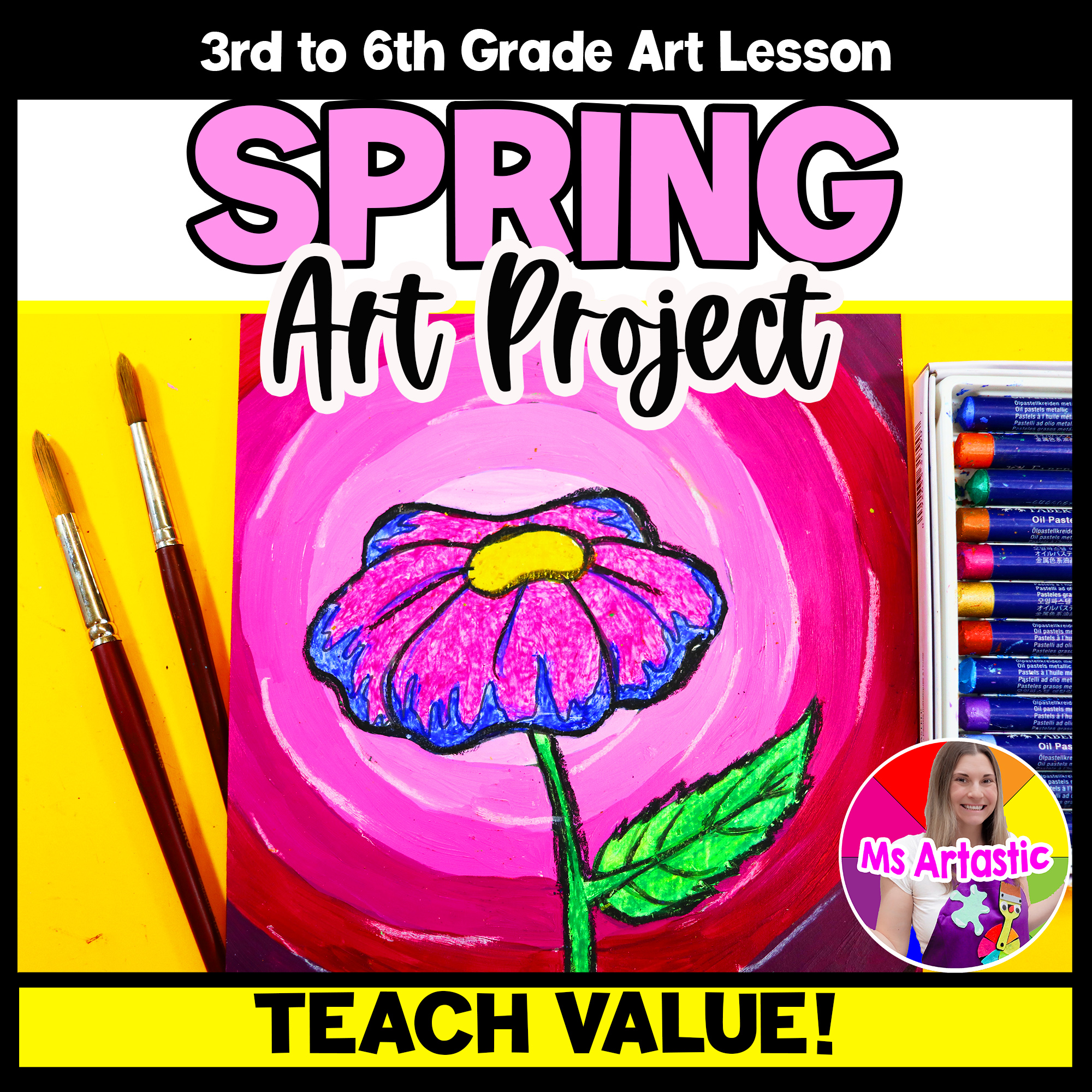 Spring Value Art Lesson Flower Painting Oil Pastel Value Art Project Elementary