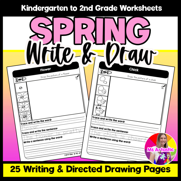 Spring Writing Practice Directed Drawing Spring Write and Draw Sentence Writing