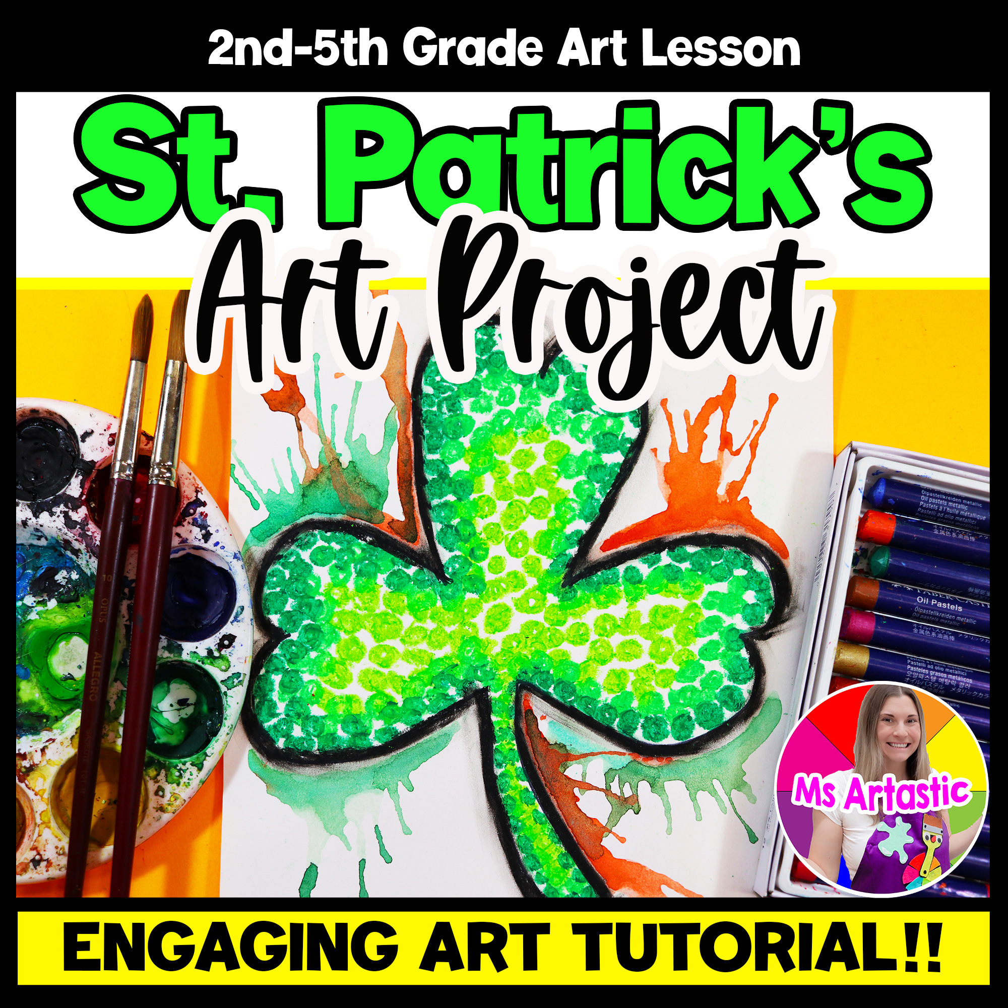 St Patricks Day Art Lesson Shamrock Art Project Shamrock Art Activity Dot Art