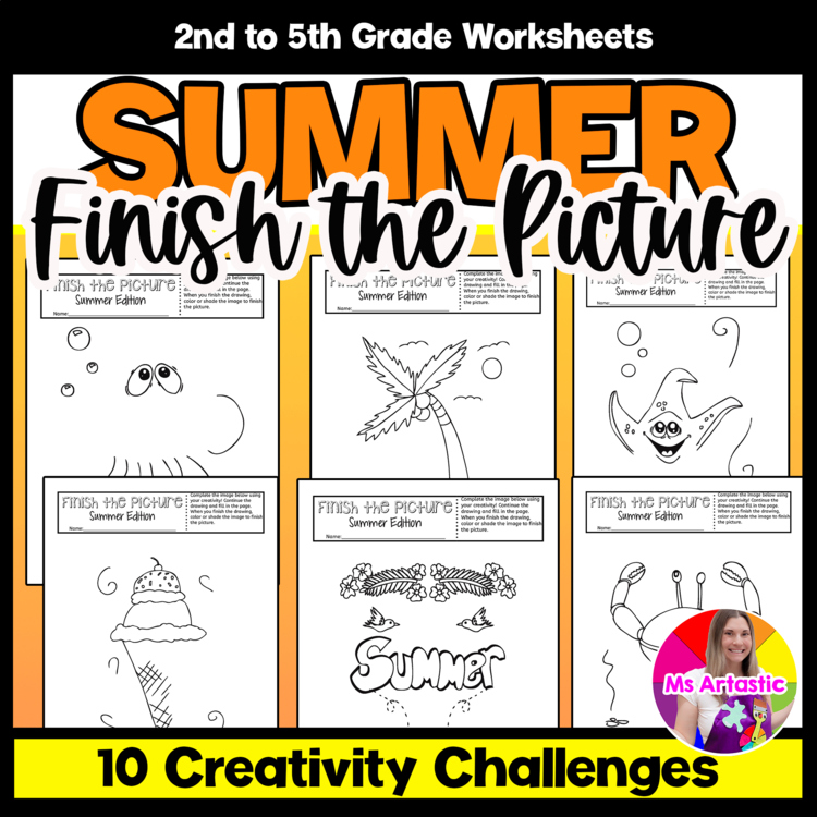Summer Art Activity Finish the Picture End of Year Creativity Challenges
