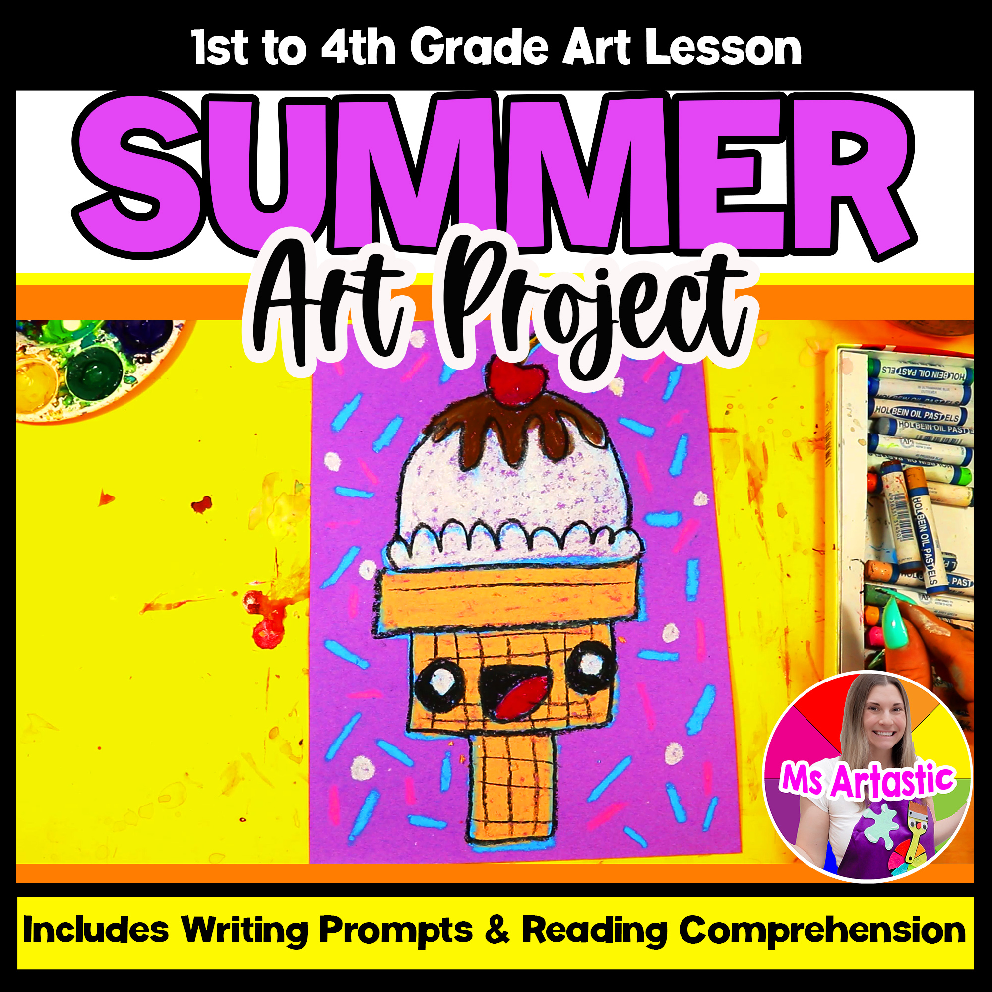 Summer Art Project Activity Ice Cream Art Writing Prompts Reading Comprehension