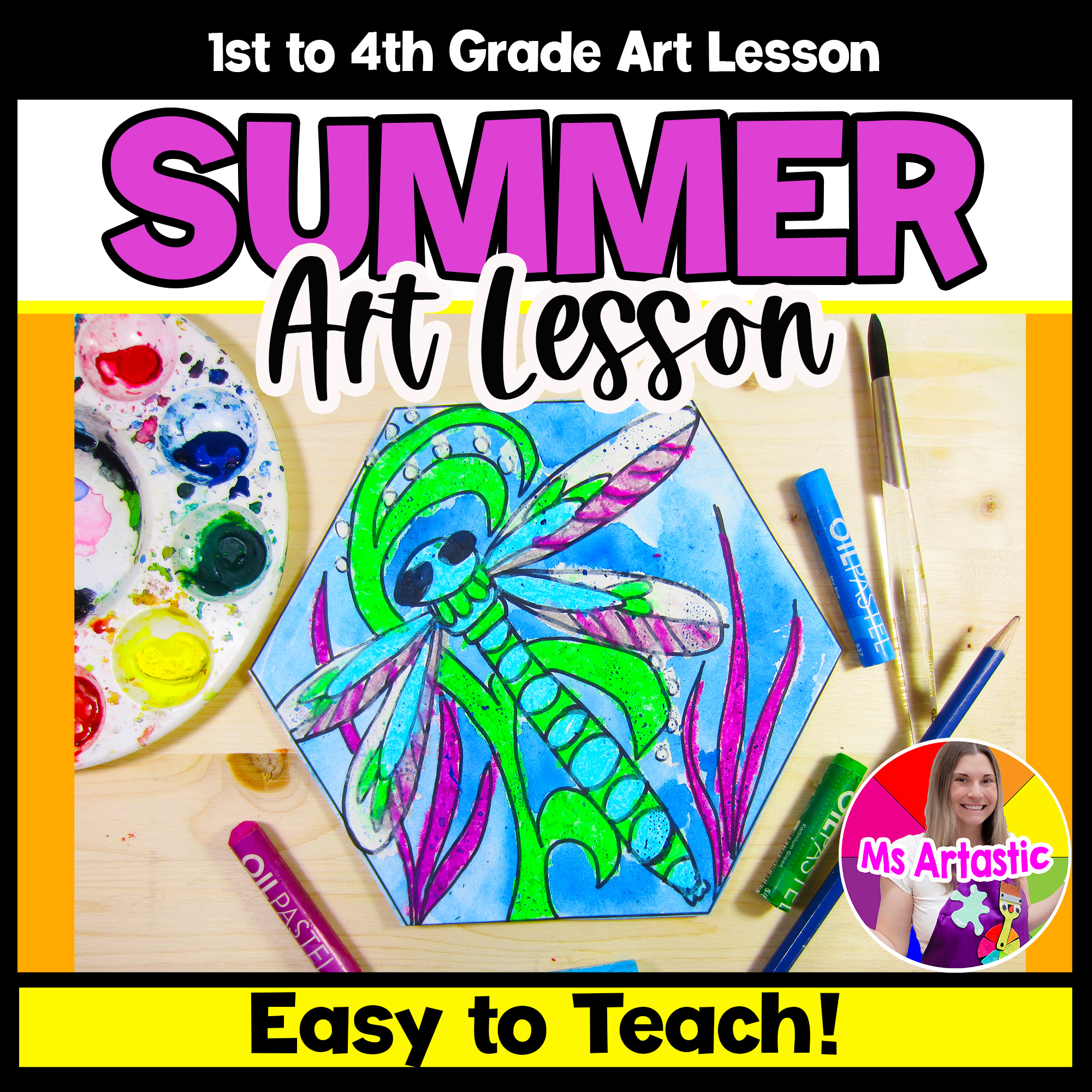 Summer Art Project Dragonfly Art Lesson Summer Art Activity Insect Art Lesson