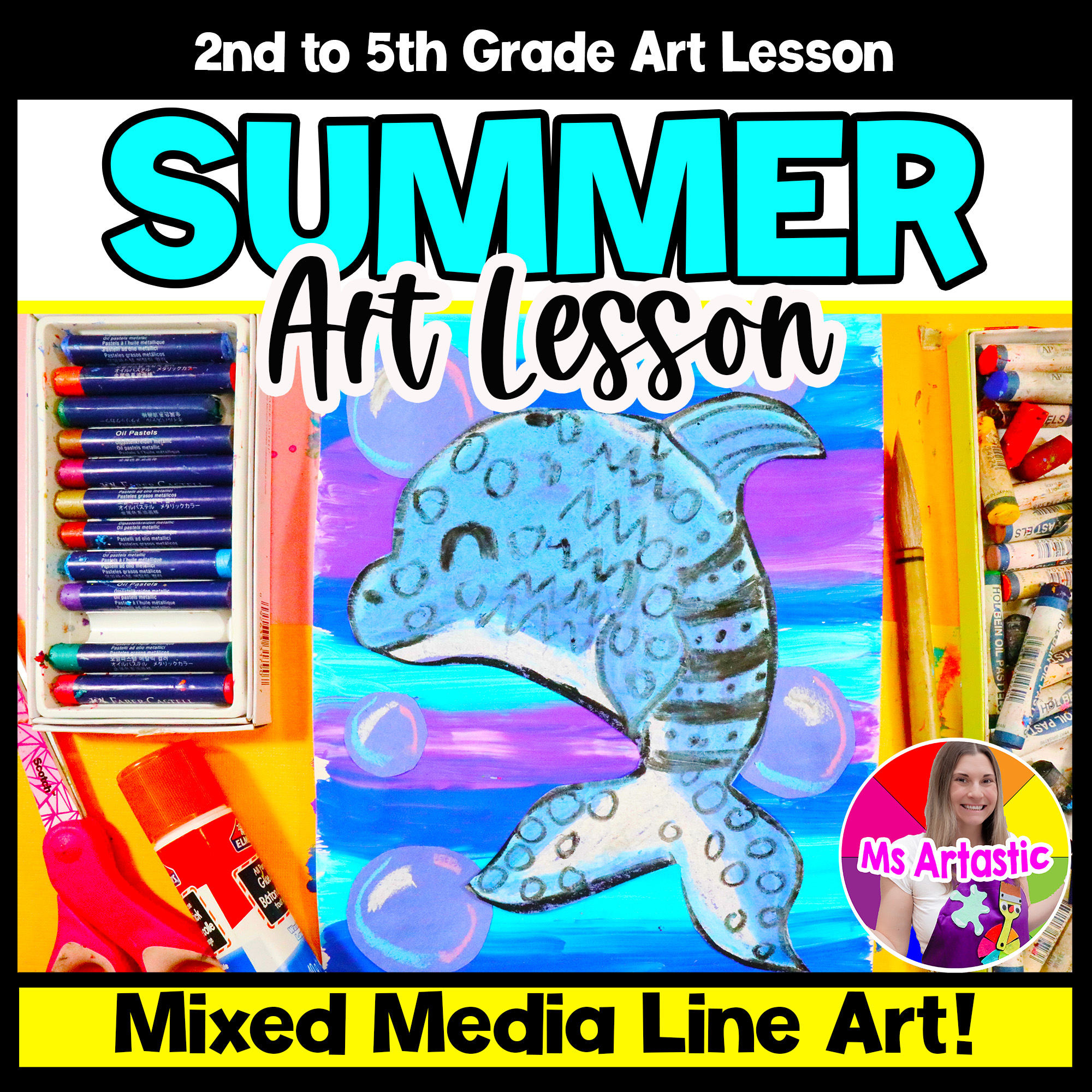 Summer Dolphin Art Project Ocean Animal Art Lesson Elementary Art Activity