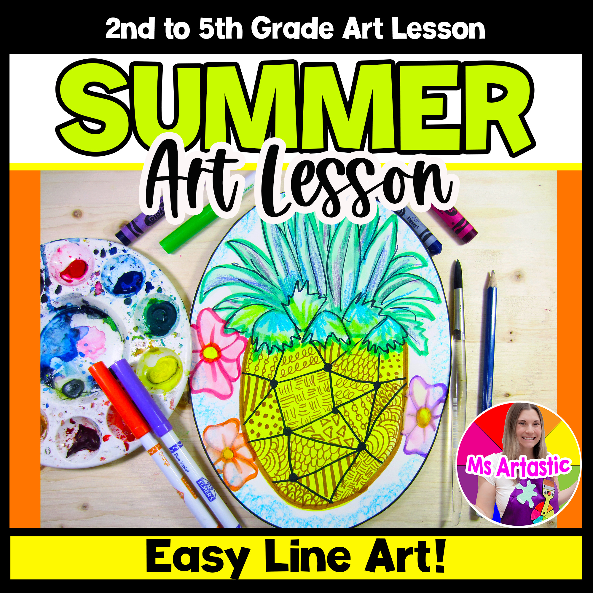 Summer Pineapple Zentangle Art Lesson Summer Pineapple Line Pattern Art Project