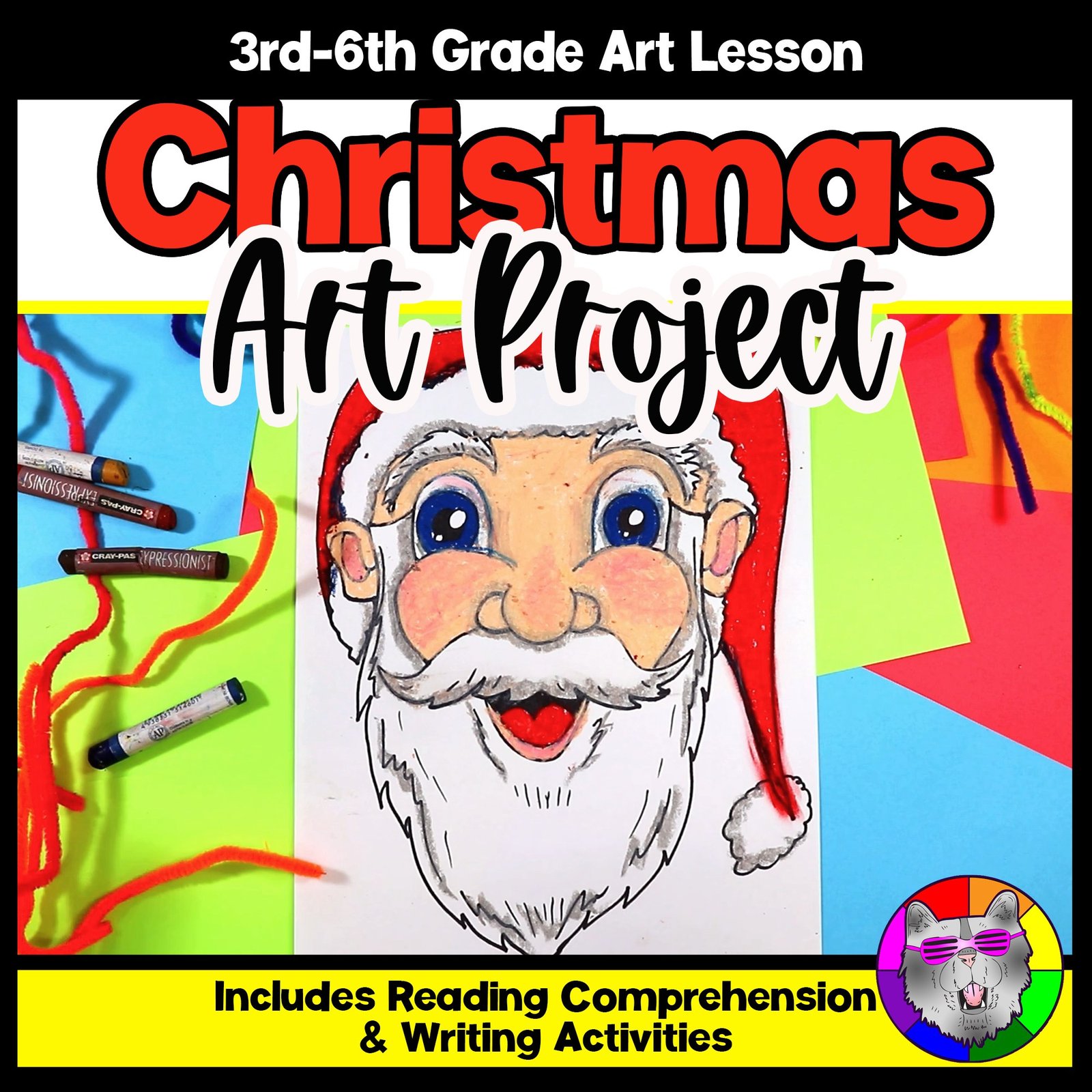 Christmas Santa Claus Art Lesson Santa Portrait Drawing Holiday Art Activity