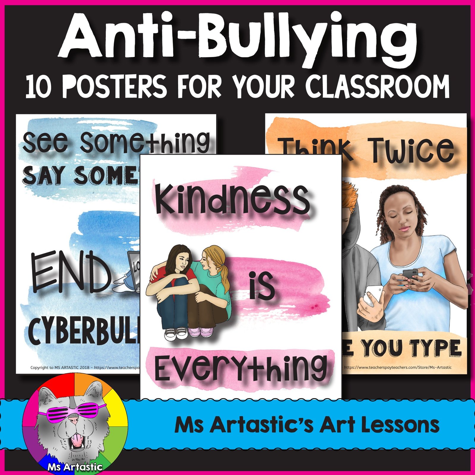 Pink Shirt Day Posters, Anti-Bullying Classroom Decor for Friendship