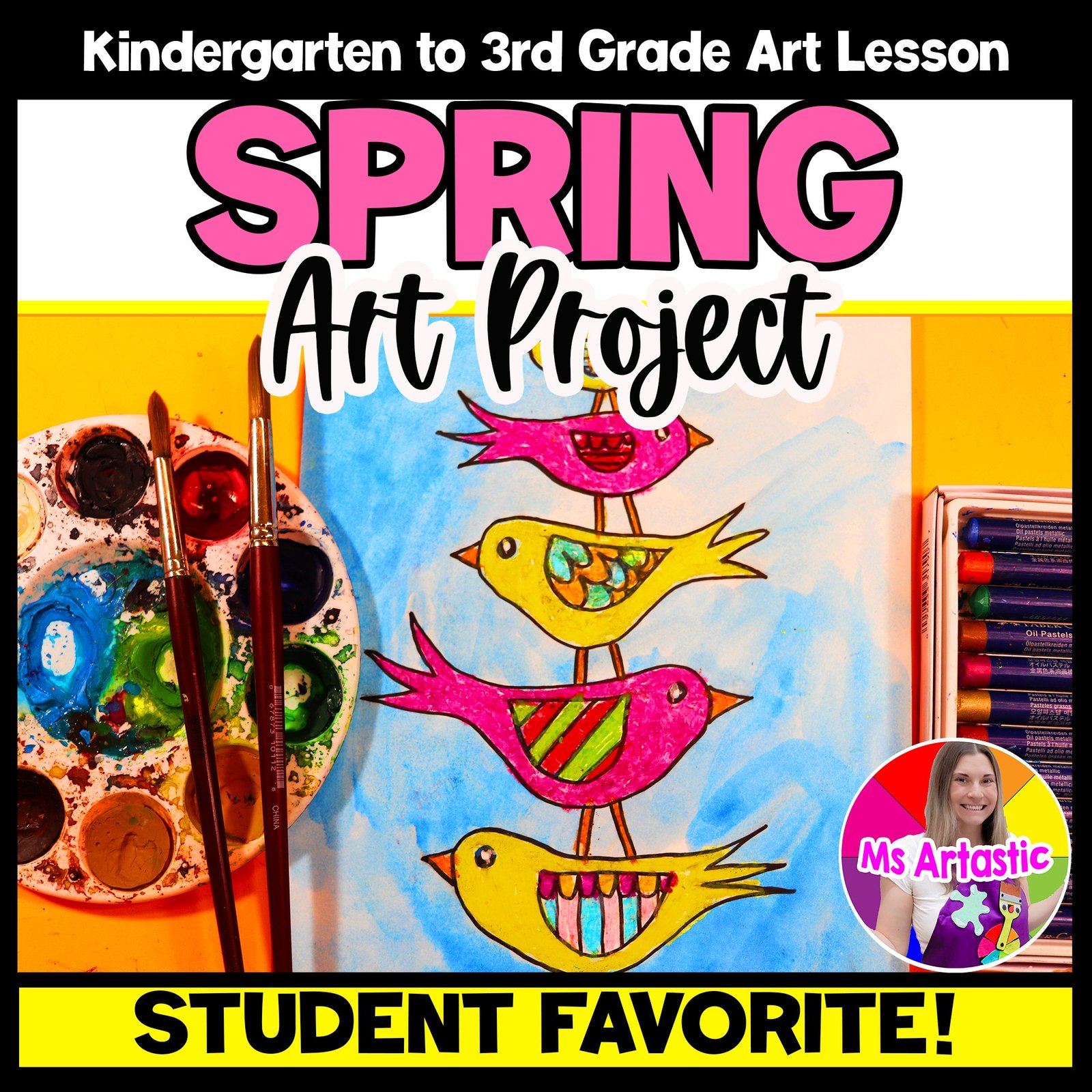 Stacked Birds Spring Art Lesson Primary Bird Drawing Art Project Kindergarten