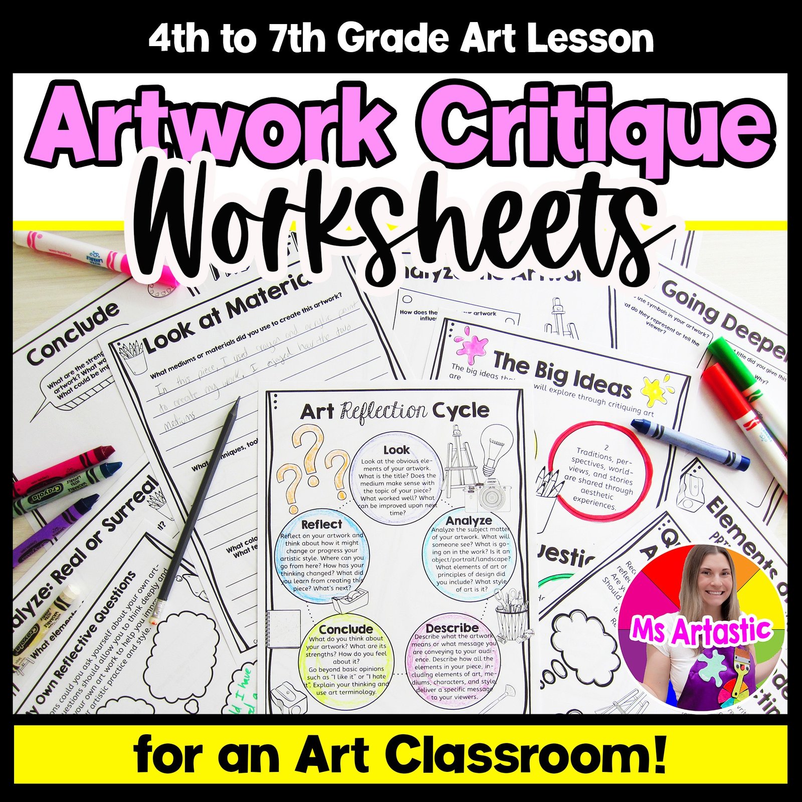 Art Critique Worksheets Workbook Art Criticism Activities Art Reflection Unit