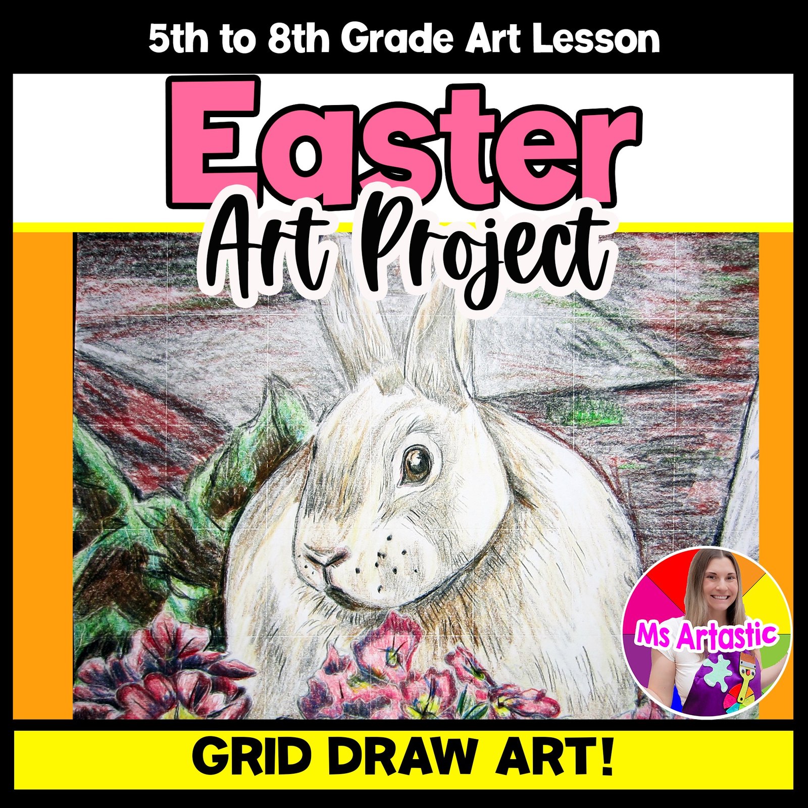 Bunny Grid Drawing Art Lesson Easter Bunny Grid Art Project Easter Grid Draw